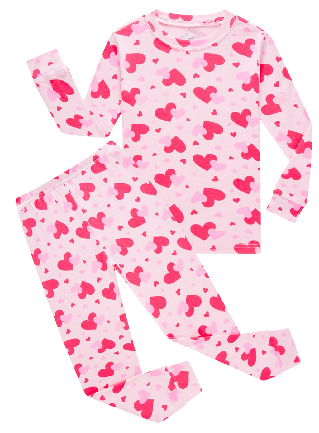Family Feeling Little Girls Pajamas Valentines Day Long Sleeve Love Cotton Pyjamas Pink Kid Pjs Size 5
