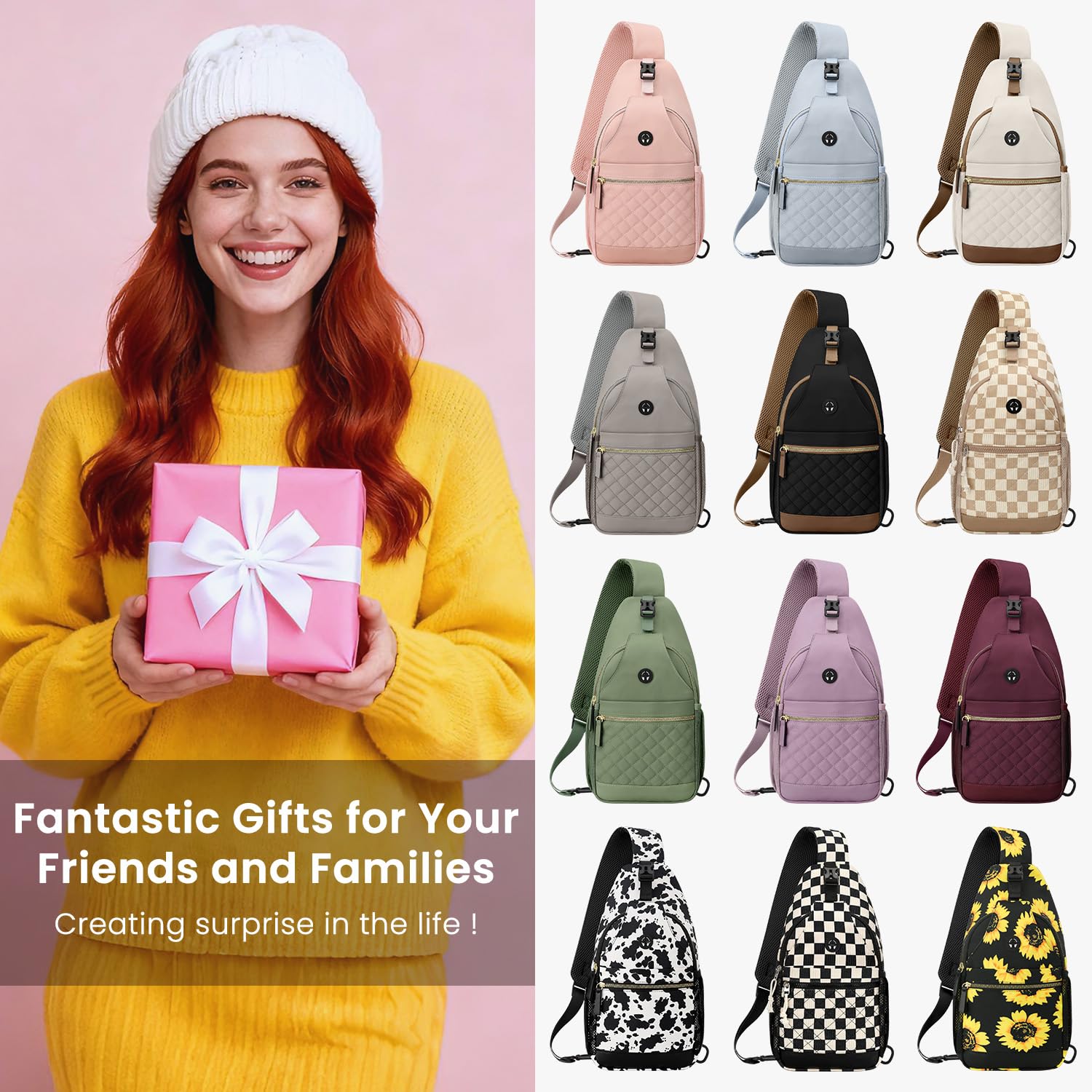 Vankor Small Crossbody Purses Bags for Women Men Travel, Chest Sling Bag Women Casual Cross Body Bag for Woman Sling Backpack Black