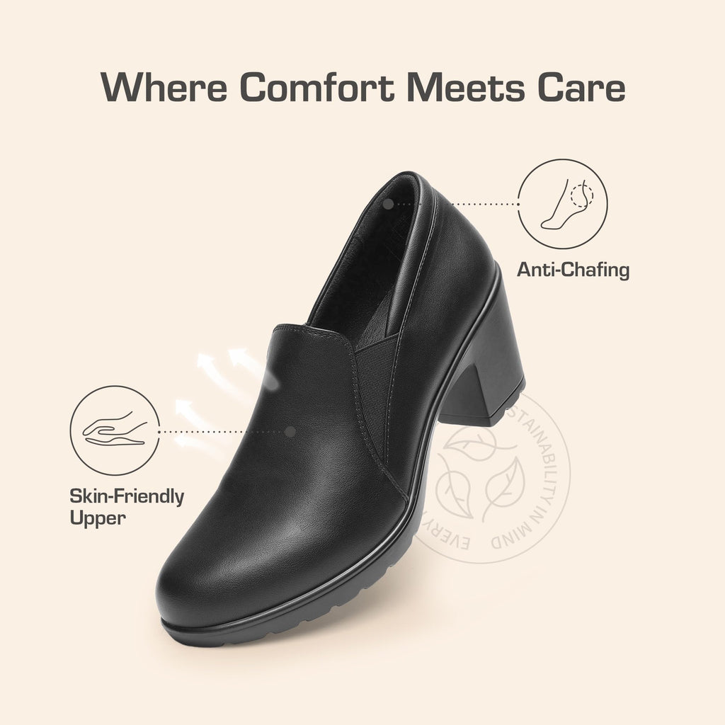 DREAM PAIRS Women's Low Chunky Block Heels Pumps Comfortable Slip-on Heeled Loafers Dress Work Shoes for Office Business LOLA,Size 8.5,Black,DPU214