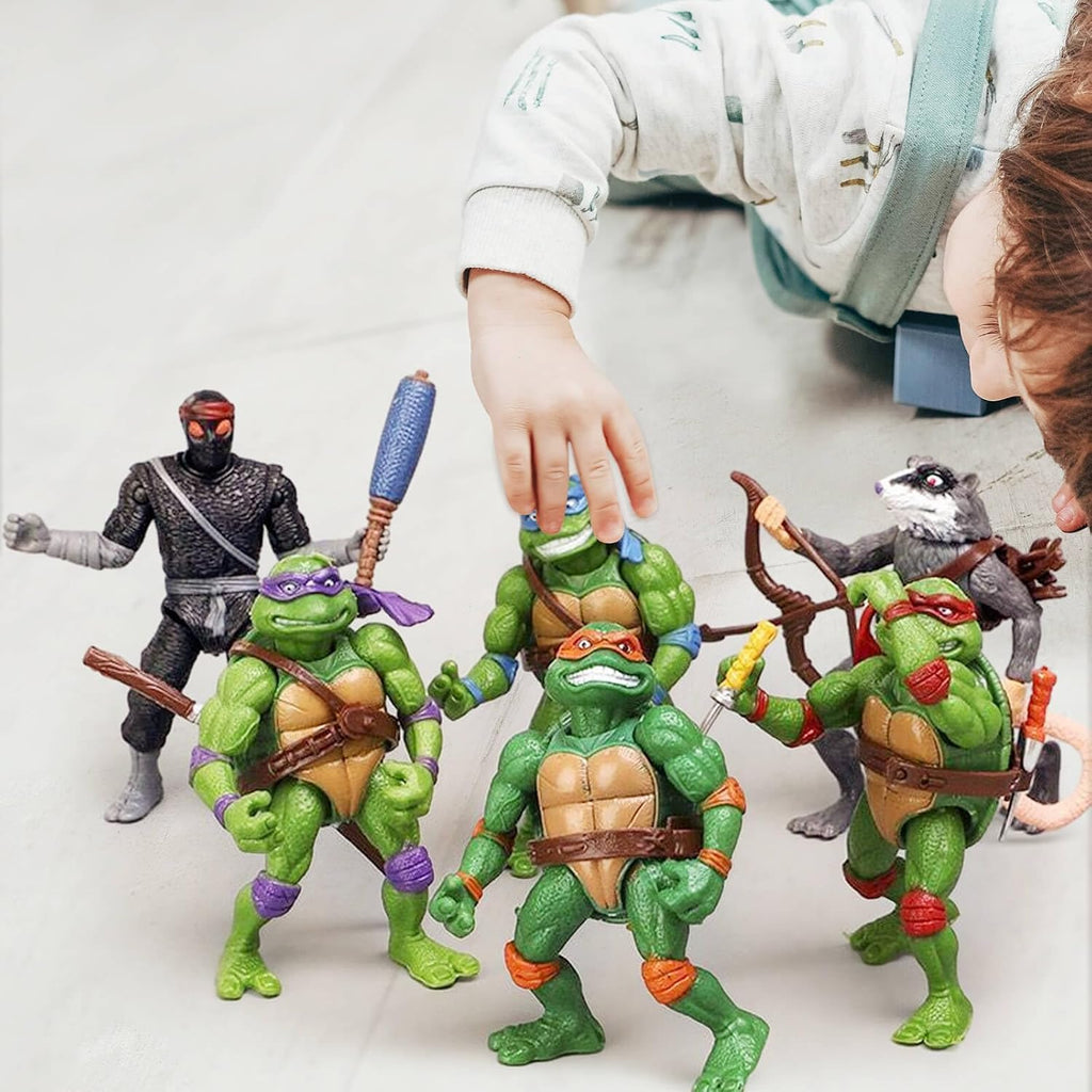 OBXAVV 4.7" Turtles Action Figures 6PCS Figure Bundle Toys Collection Birthday for Kids