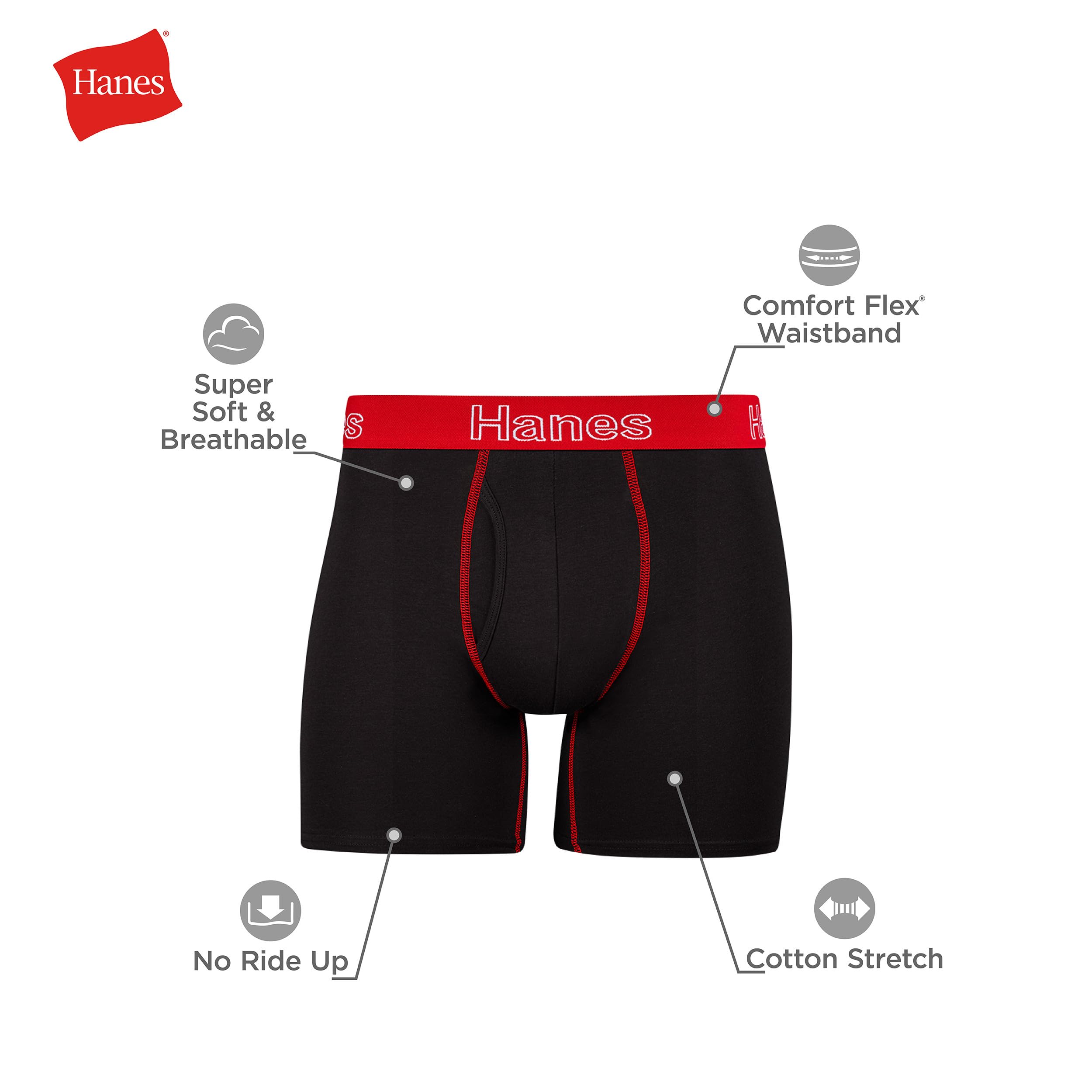 Hanes Men's Underwear Boxer Briefs Pack, Moisture-Wicking Underwear, Stretch-Cotton Boxer Briefs, 6-Pack