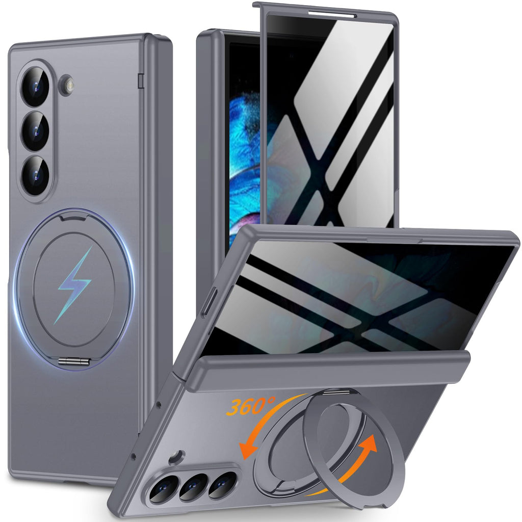 for Z Fold 8 Ultra Case, Built-in Privacy Screen & Hinge Protection, Gray