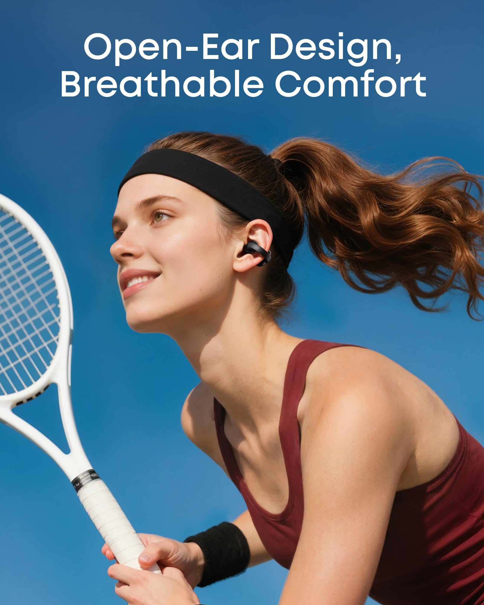 Soundcore C50i Open Ear Earbuds, Clip-On Headphones Over Ear for Running Workout, 12mm Drivers Powerful Bass, 28H Playtime IP55 Waterproof, Bluetooth 6.0 Hi-Res, FlexiClip Design by Anker