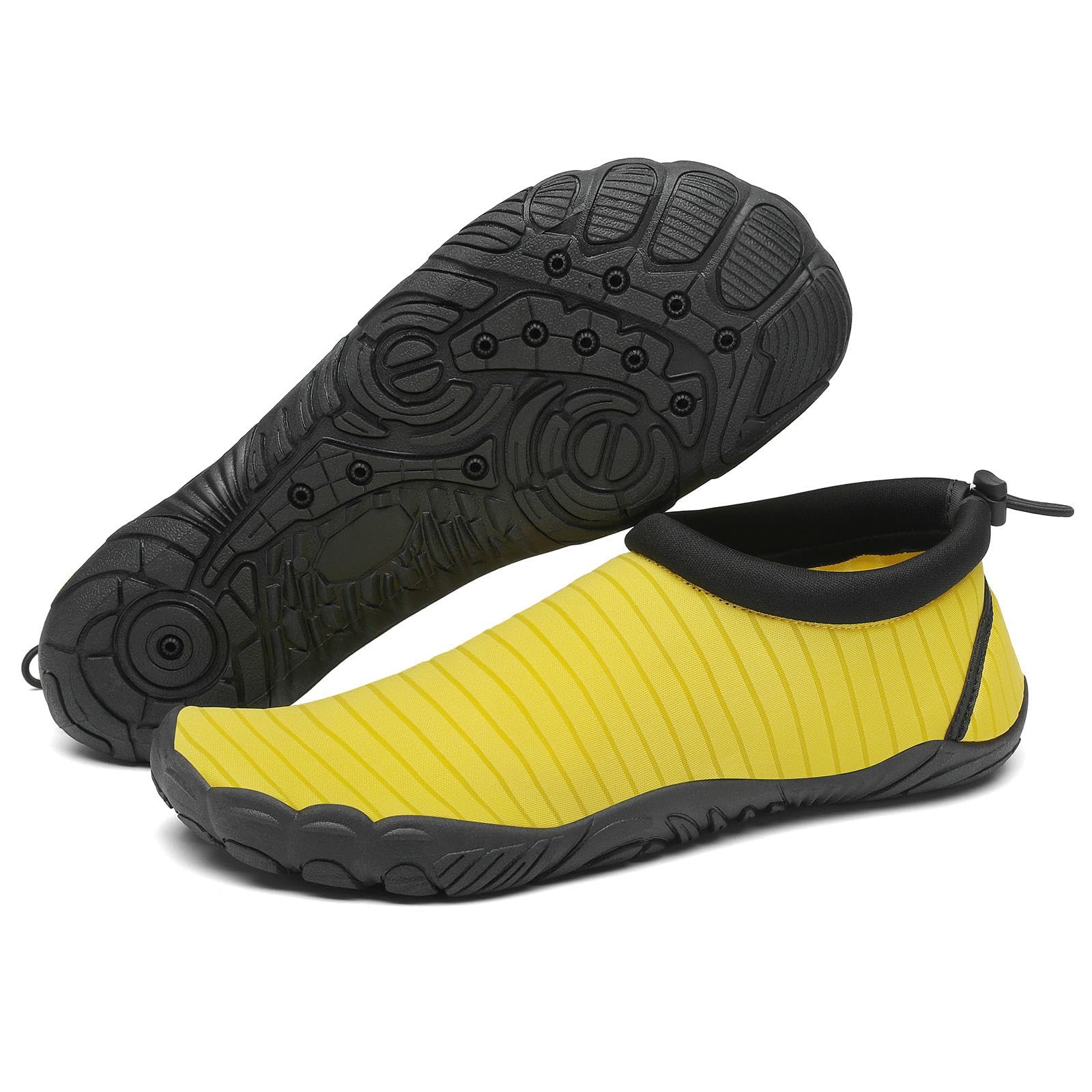 Mishansha Womens Mens Water Shoes Wide Toe Box Swim Beach Barefoot Shoes Quick Dry Non Slip Yellow 7.5 Women/5.5 Men