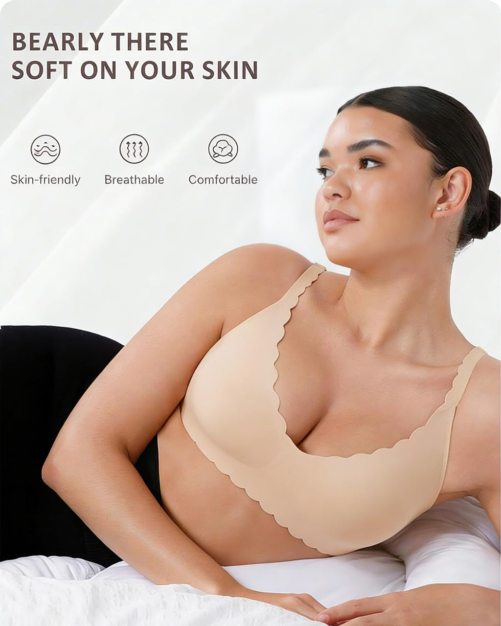 COOL CUTE Jelly Bras for Women Wireless Comfort Bralette for Women Seamless Everyday Bra Soft Support Invisible T-Shirt Bra Nude