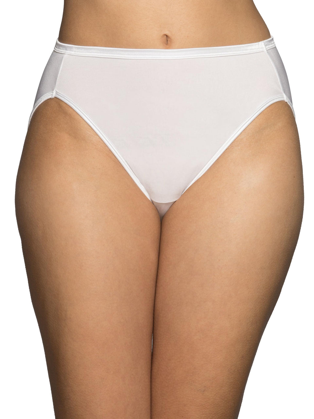 Vanity Fair Women's Illumination Hi Cut Panty 13108, White/Quartz/Beige, 7 (13307)