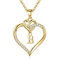 STORUP Heart Initial Necklaces for Women, 14K Gold Plated Heart Initial B Pendant Necklace Dainty Heart Necklaces Gold Heart Necklaces for Women Jewelry for Women Gifts