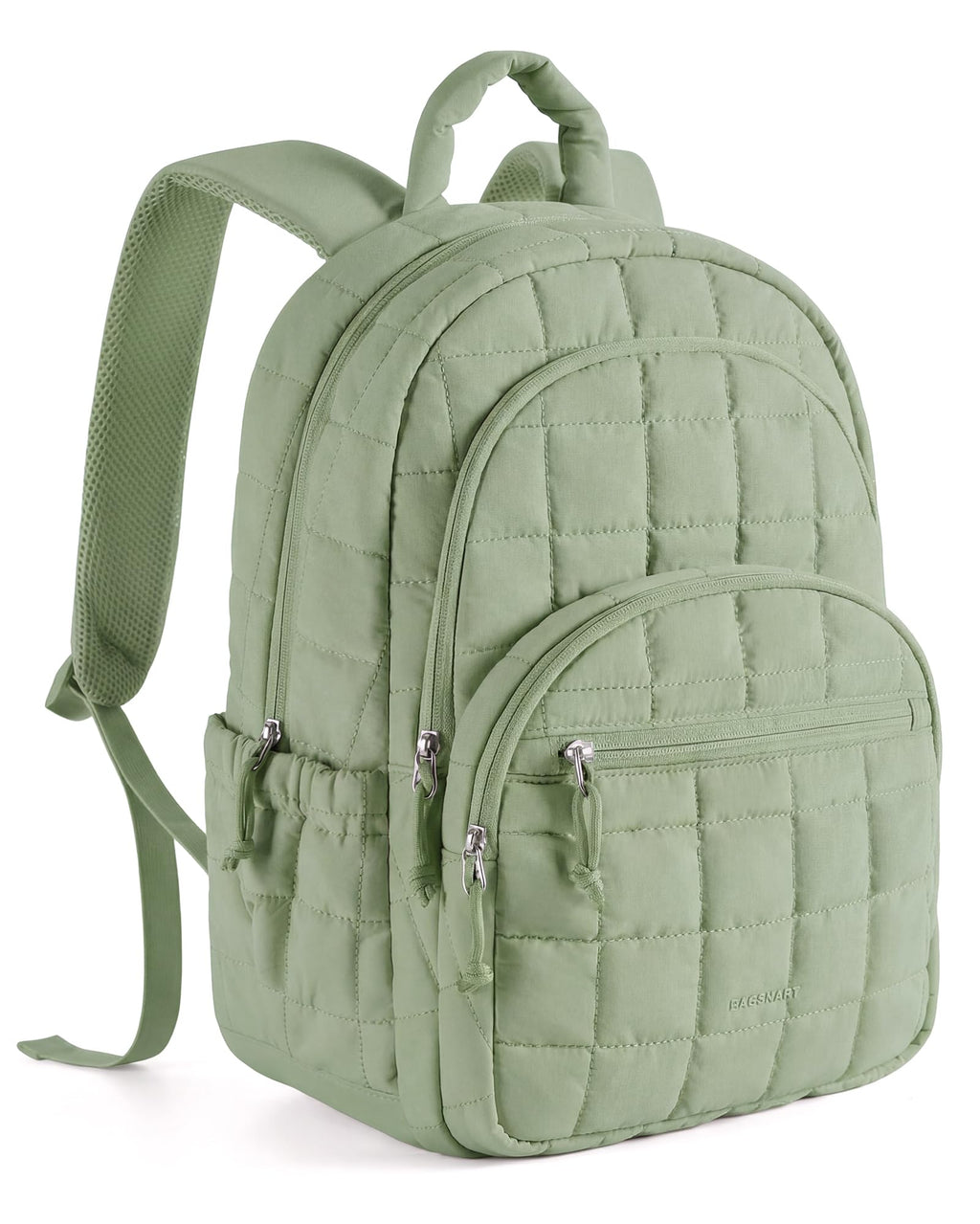 BAGSMART College Laptop Backpack, Travel Backpack for Women, Quilted Casual Daypack, Water-Resistant Bookbag for 15.6 Inch Laptop, Forest Green