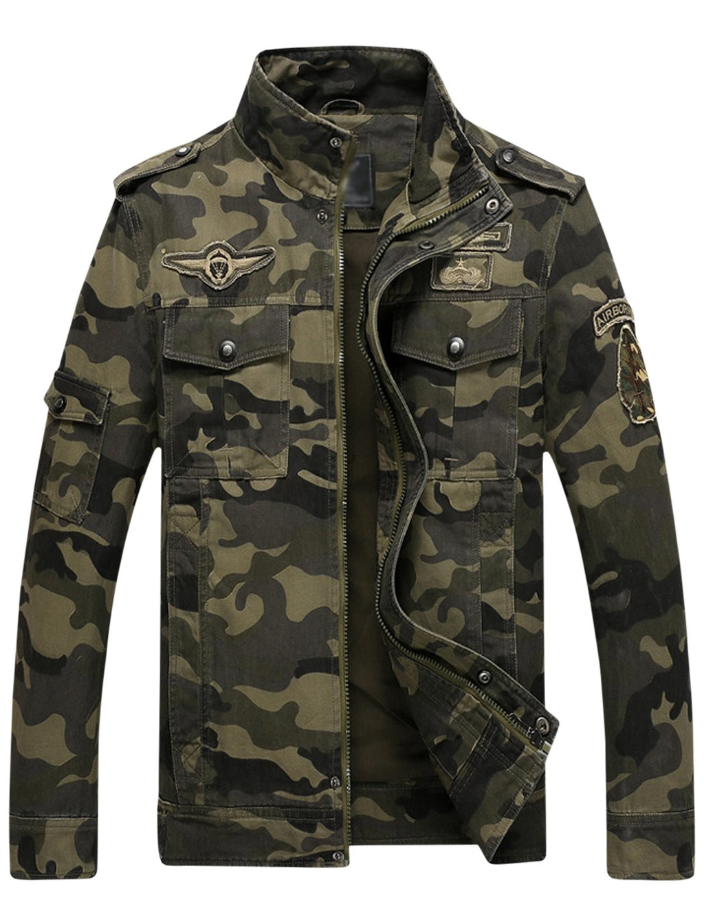 Springrain Men's Casual Military Jackets Camouflage Cotton Army Jacket Outwear(ArmyGreen, L)