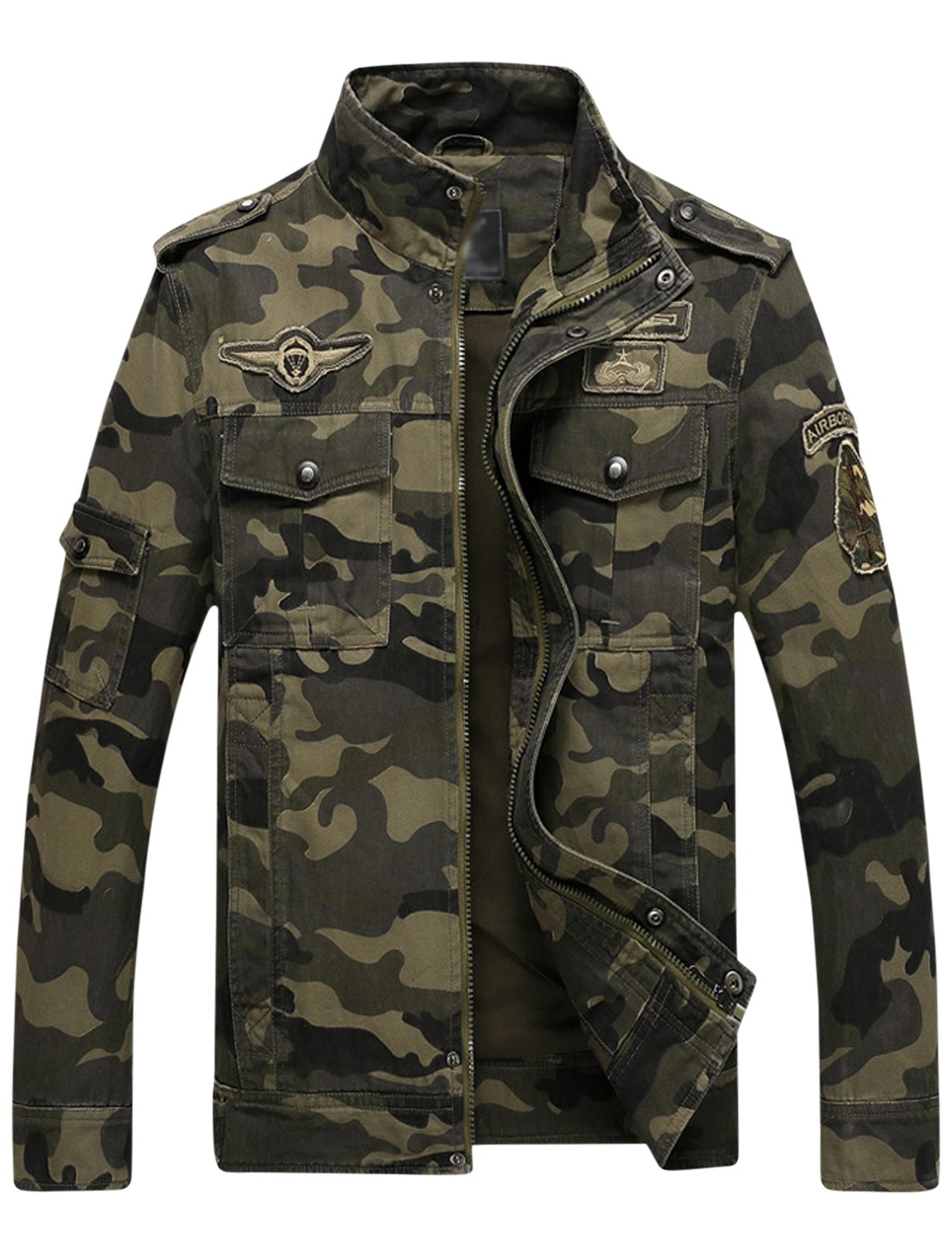 Springrain Men's Casual Military Jackets Camouflage Cotton Army Jacket Outwear(ArmyGreen, L)
