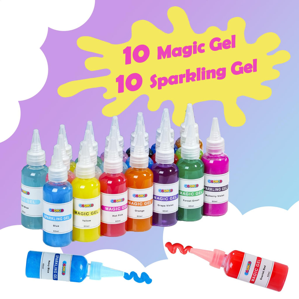 gookid Magic Water Elf Toy Kit for Kids Ages 3-12, DIY Sensory Craft with 20 Bottles of Magic Gel, 20 Molds, STEM Educational Science Activity, Water Beads for Kids Ages 6-12, Birthday Party Gifts