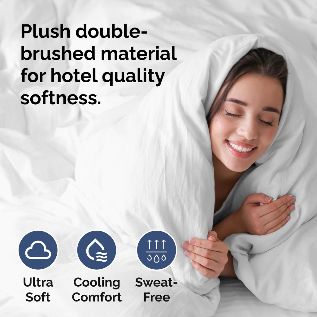 Duvet Cover King Size - Extra Soft King Size Duvet Cover - Lightweight, Breathable & Cozy - Easy Care & Fade Free with Zipper Closures & Ties - 104" x 90" Inches - (White) Comforter Not Included