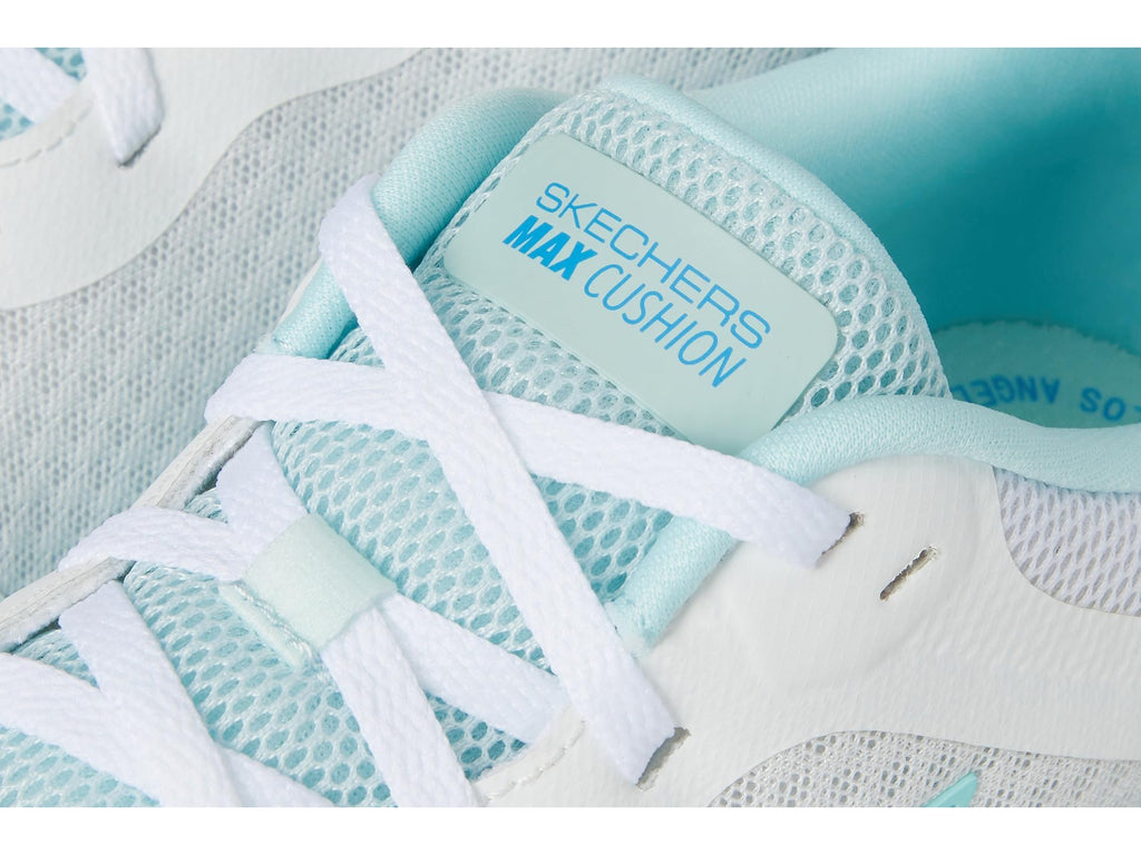 Skechers Women's Max Cushioning Endeavour Canova Sneaker, White/Light Blue, 7.5