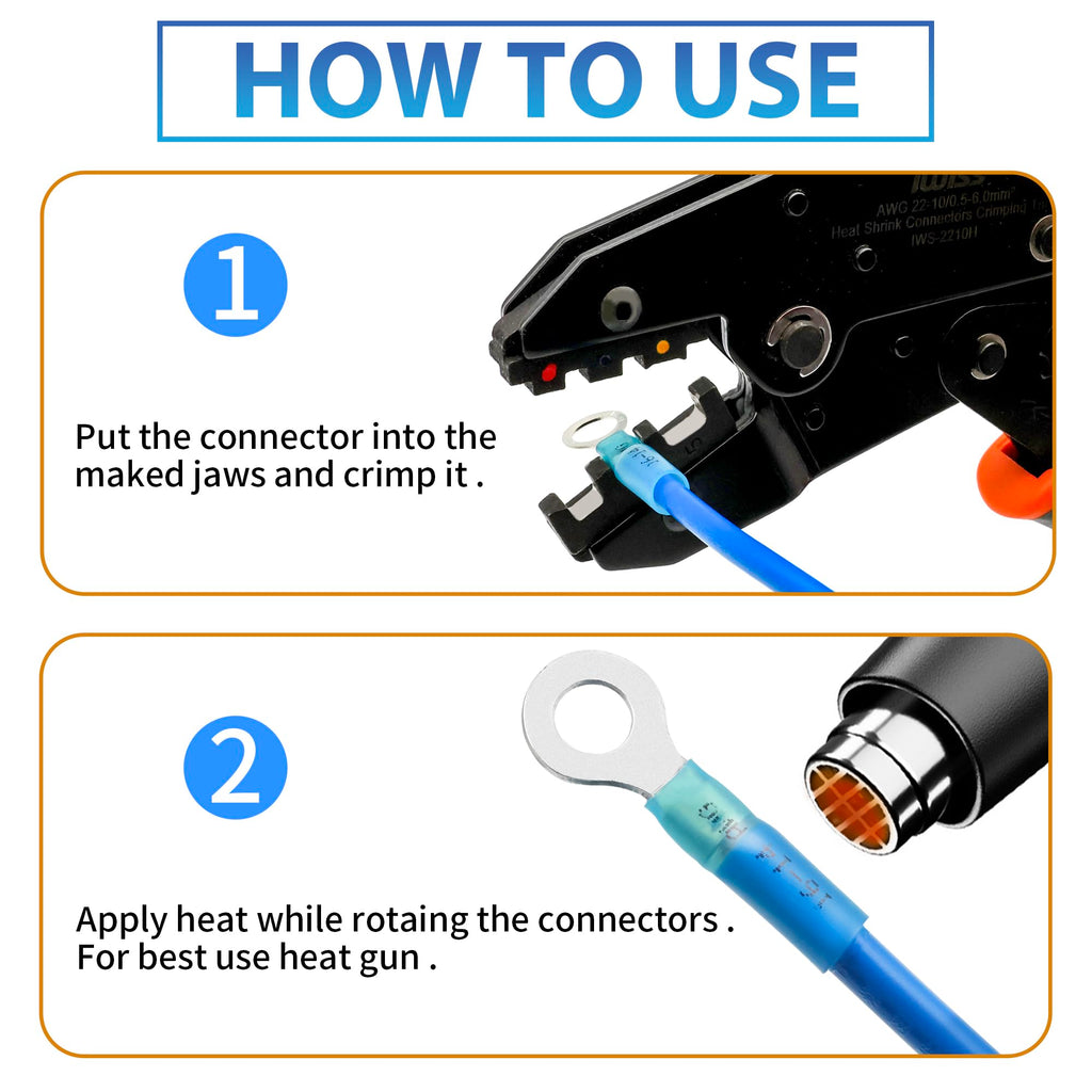 600Pcs Heat Shrink Wire Connectors Electrical Kit - Oiojuct Marine Automotive Crimp Terminals Assortment, Waterproof Ring Fork Spade Electrical Butt Connector