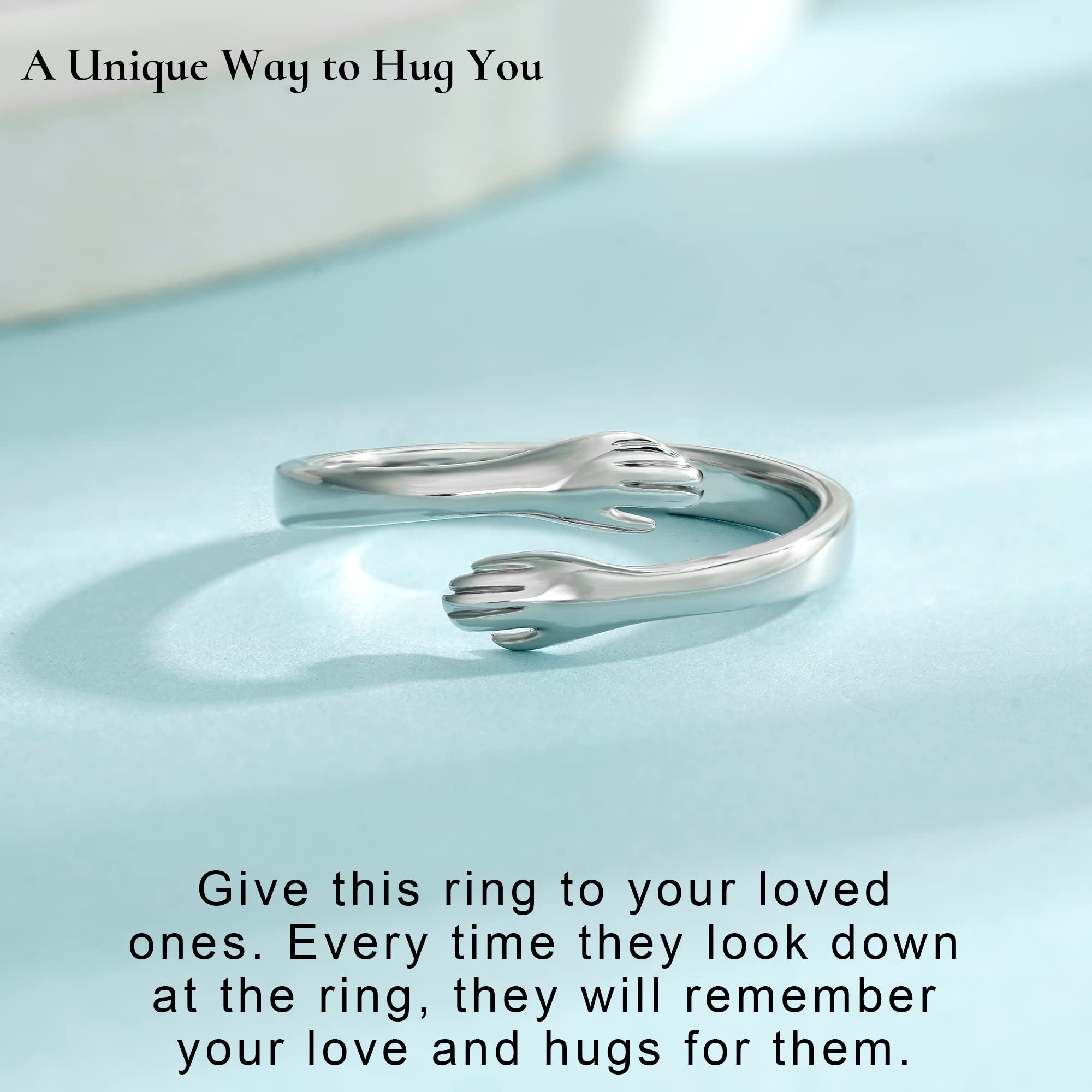 Yesteel Valentines Day Gifts for Kids Teen Girls - Sterling Silver Hug Rings Jewelry for Teen Girls Kids, Inspirational Gift for Teen Girl Kid Gifts for Teenage Girl