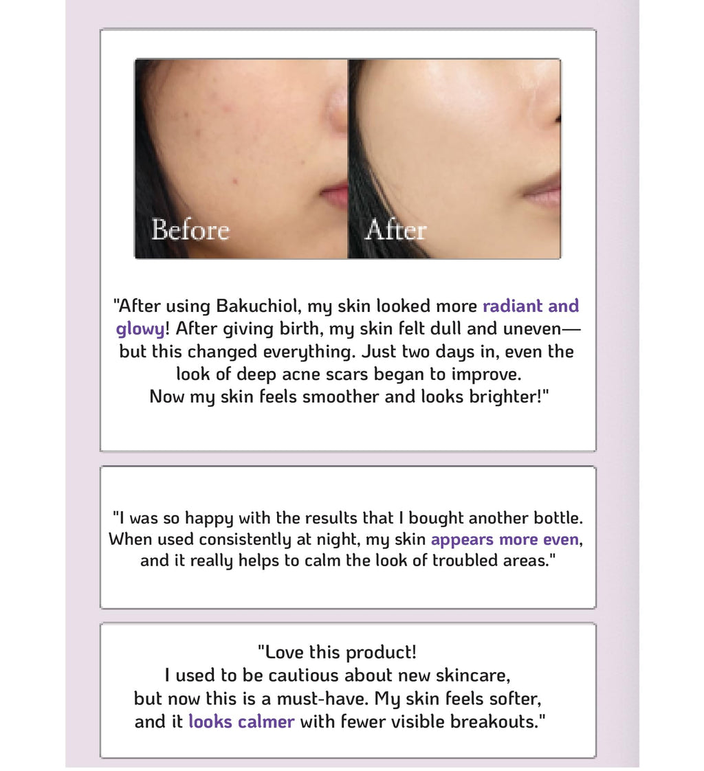 Korean Bakuchiol Concentrate Mix 2 Drops In Any Step of Your Skin Care Routine Retinol Alternative Non GMO Vegan Certificate Safe Natural Botanical Antioxidant Cold Pressed 10000ppm 30ml