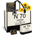 YeohJoy 70th Birthday Gifts for Women Canvas Tote Bag Travel Gear, Unique 70 Years Old Gifts for Wife Mom Sister Aunt Friends Her, Vintage N°70 Handbag & Cosmetic Bag & Back in 1956 Poster