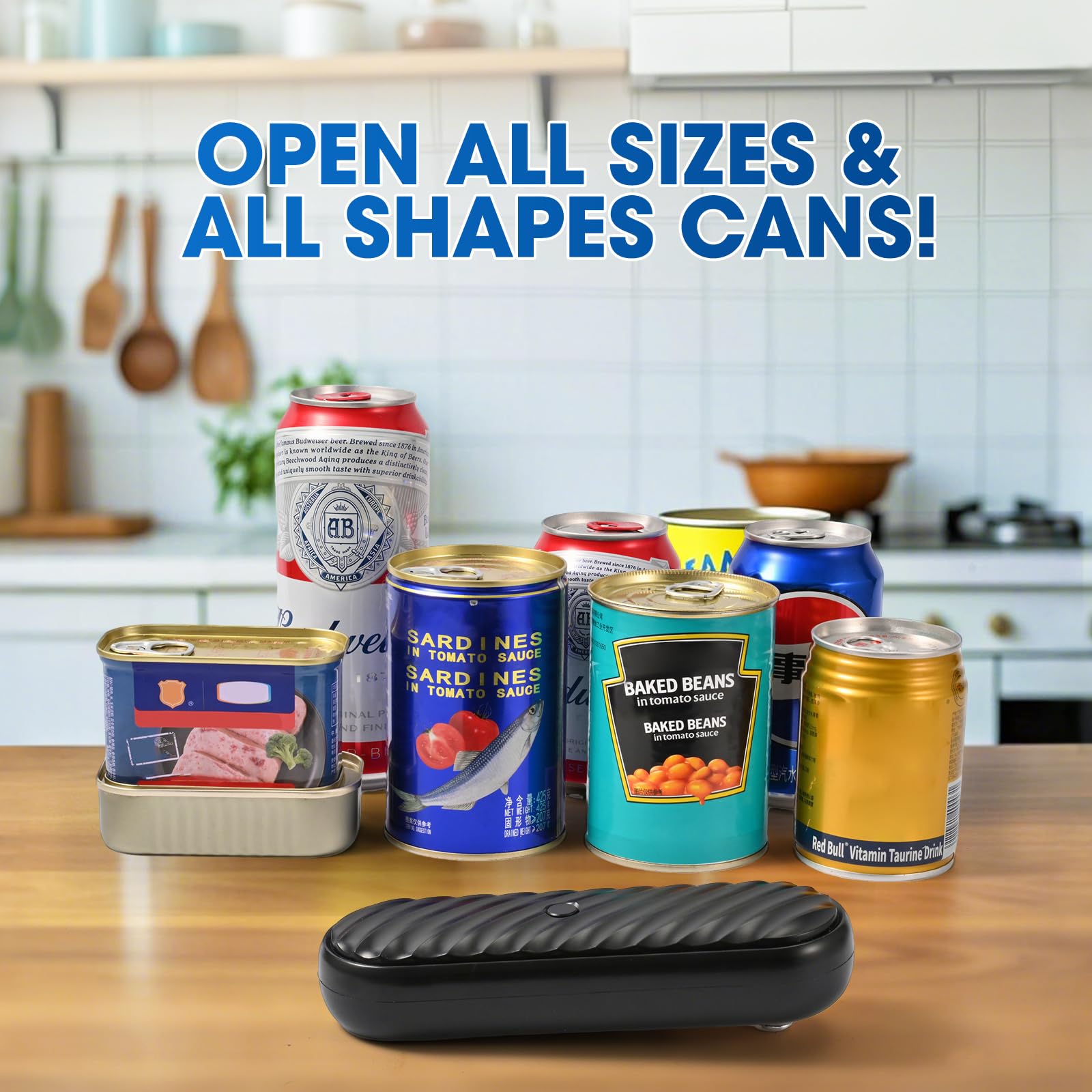 Electric Can Opener for Seniors, One-Touch Automatic Can Opener with Smooth Edge, USB Rechargeable, Cordless Battery Operated, Handsfree, for All Can Sizes, Kitchen Gadgets for Arthritis Users, Black