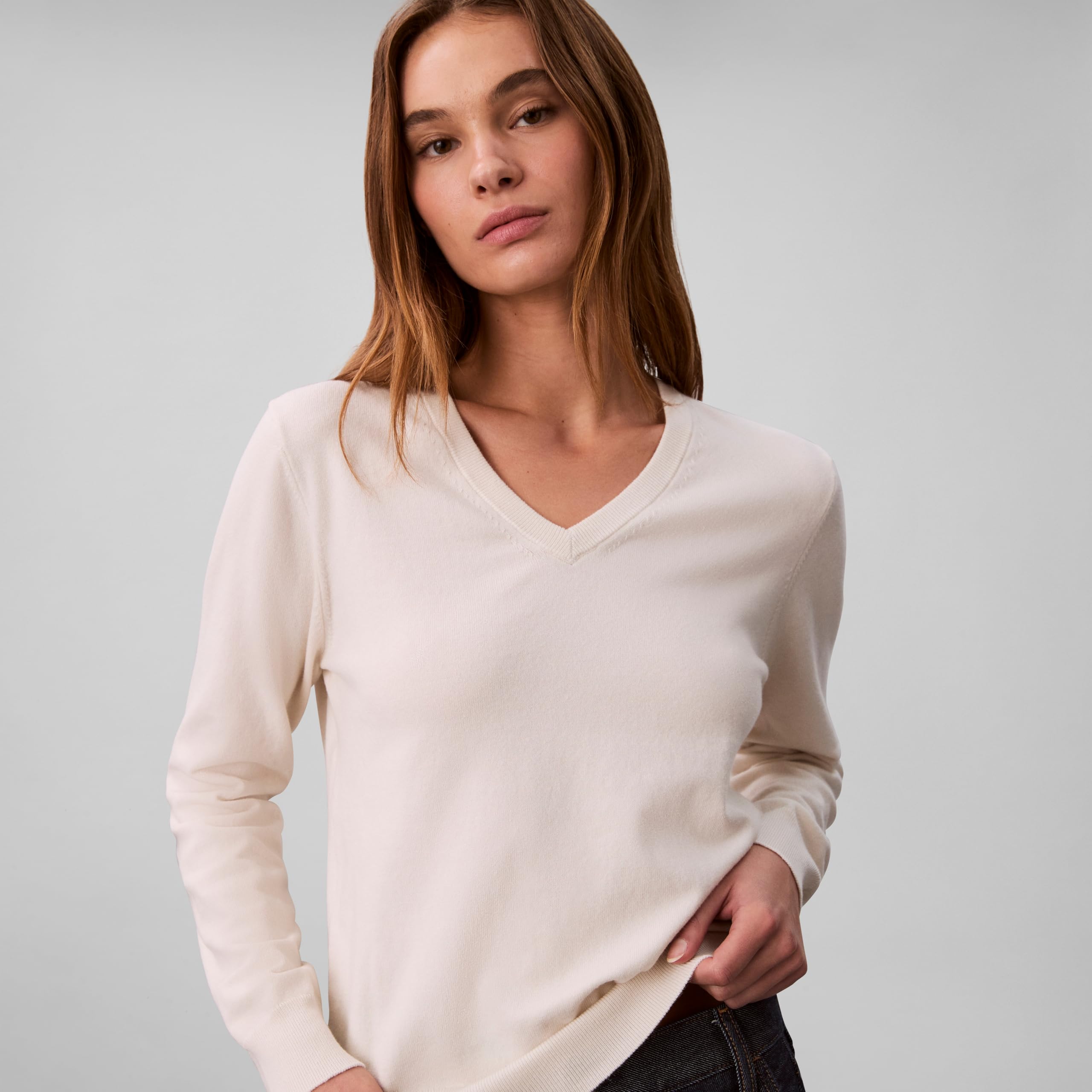 Calvin Klein Women's Monogram Logo V-Neck Sweater