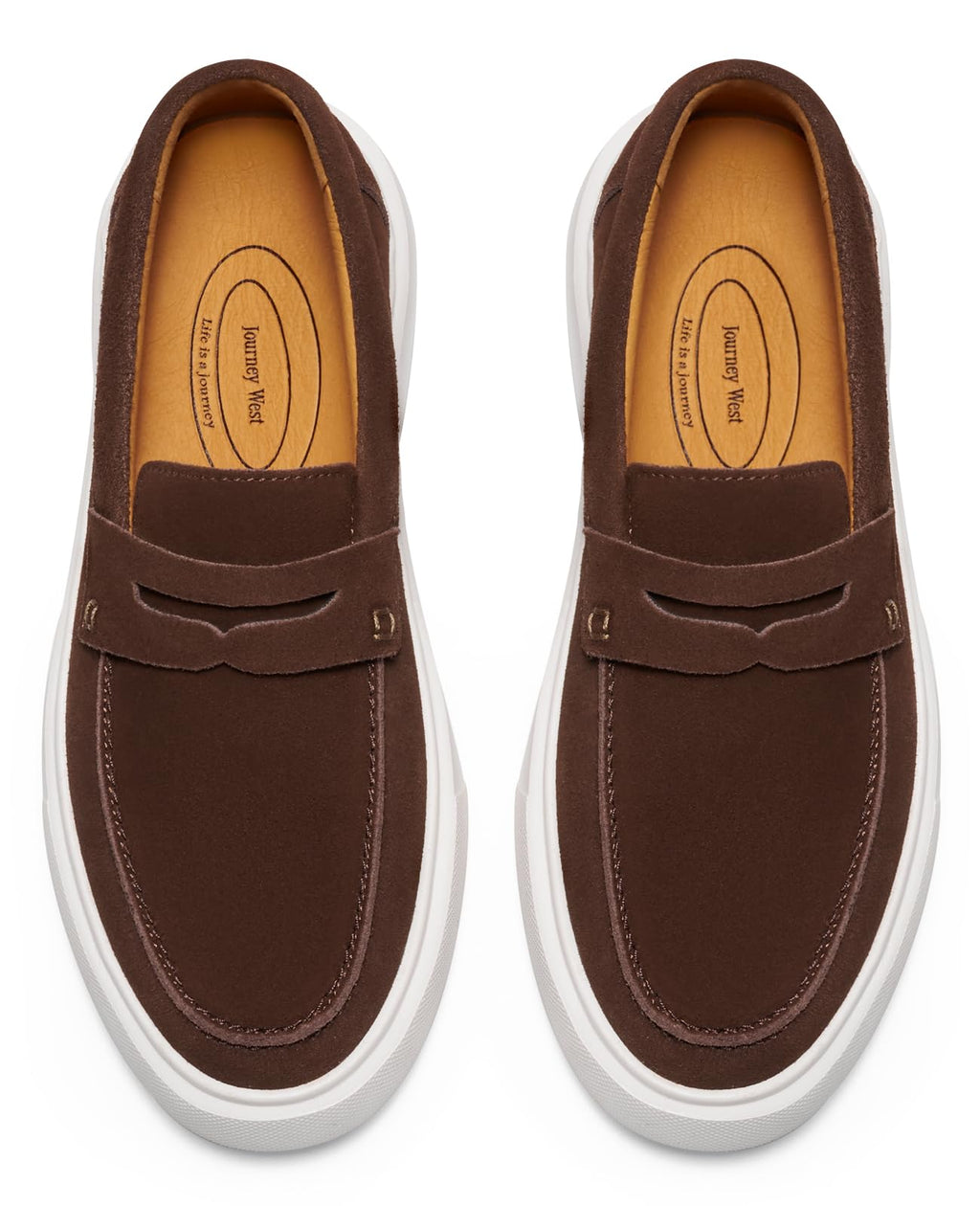 Journey West Suede Slip-on Penny Loafers Sneakers Shoes for Women Coffee US 6