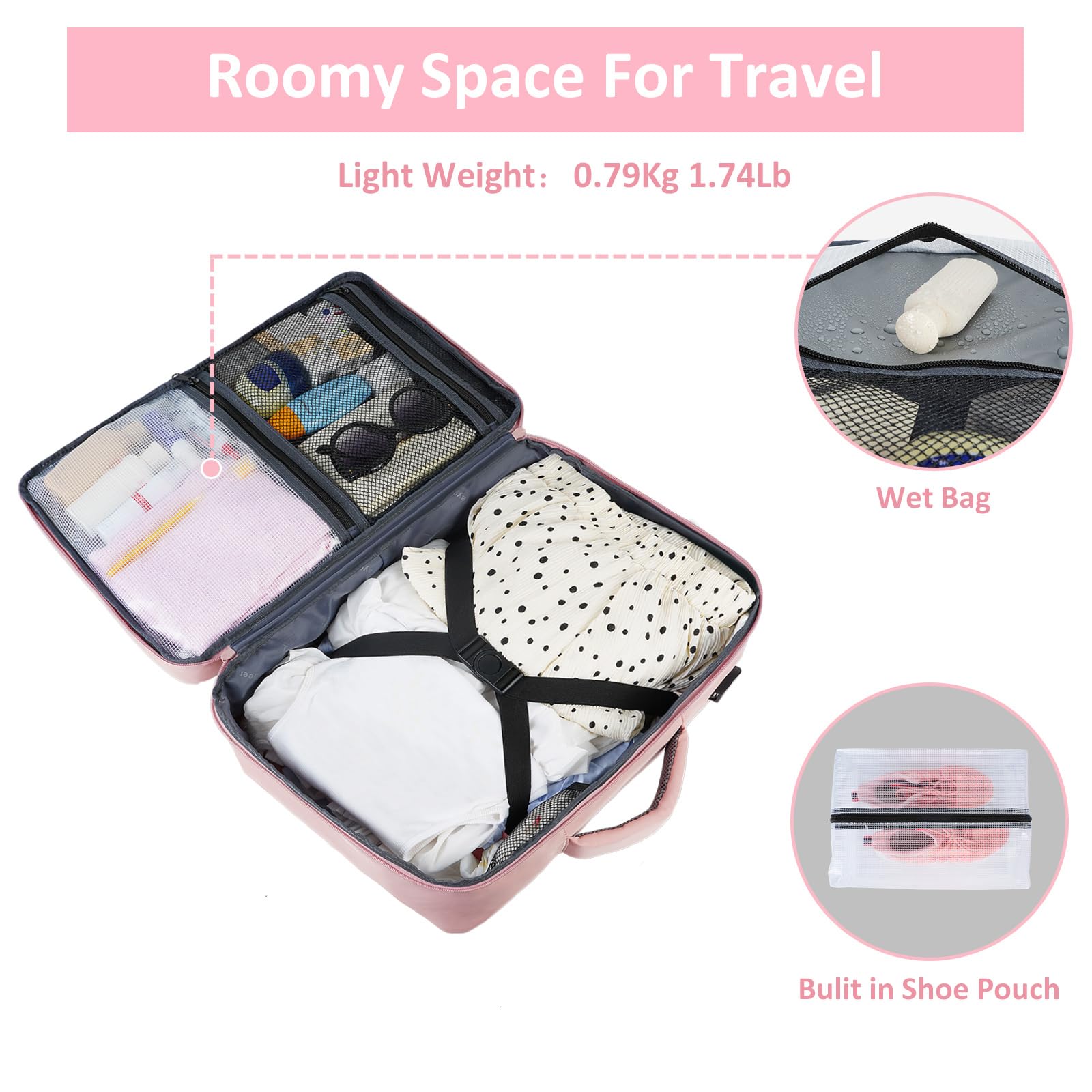 Taygeer Travel Backpack for Women, Carry On Backpack with Water Bottle Pocket & Shoe Pouch, TSA 15.6inch Laptop Mochila Flight Approved, Nurse Bag Casual Daypack for Weekender Business Hiking, Pink