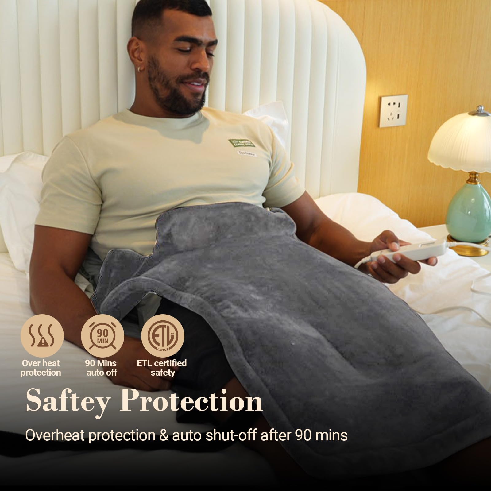 Comfier Large Heating Pad for Back, FSA Eligible HSA, Soft Flannel Fast Heating Pads for Neck and Shoulders, Electric Heated Wrap, 3 Heat Levels & 90-Mins Auto Shut Off, Gifts for Mom Dad Women Men