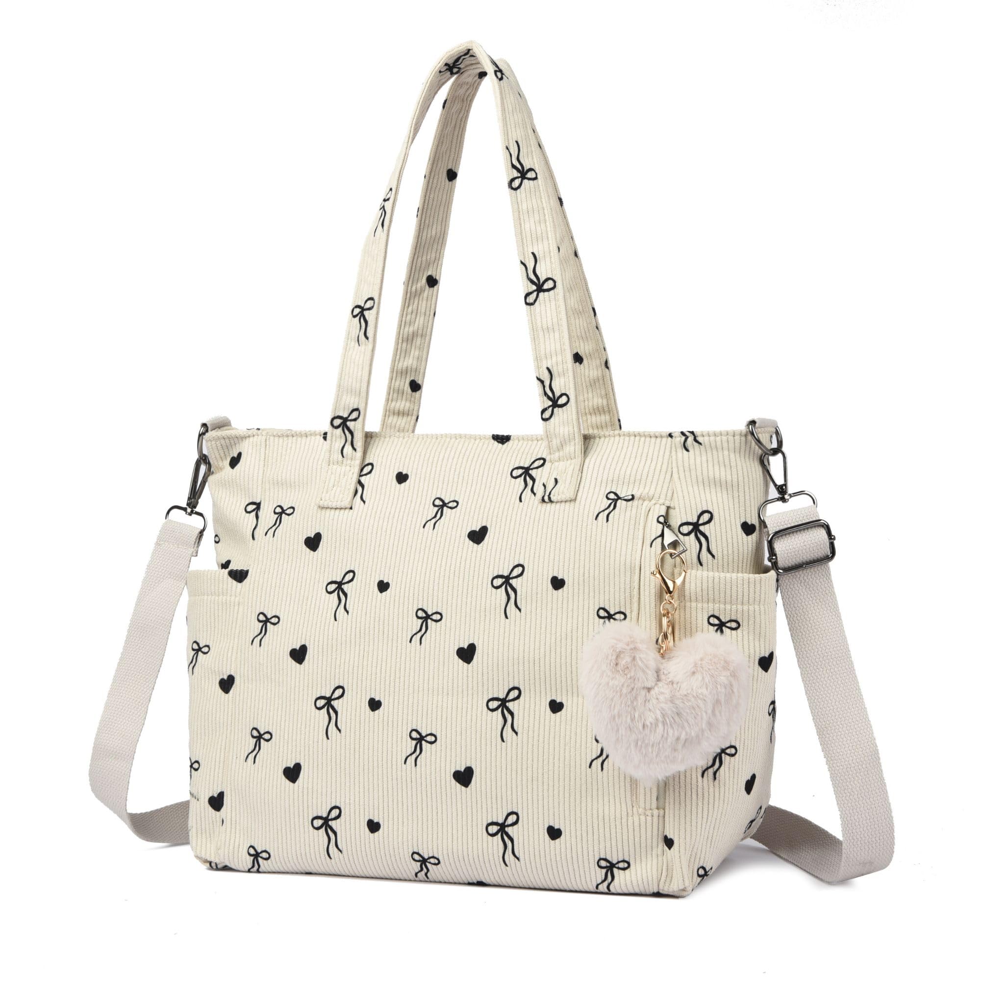 Makukke Corduroy Totes Bag Women - Shoulder Hobo Bag Handbags Crossbody Bag Shopping Purses (Ribbon)