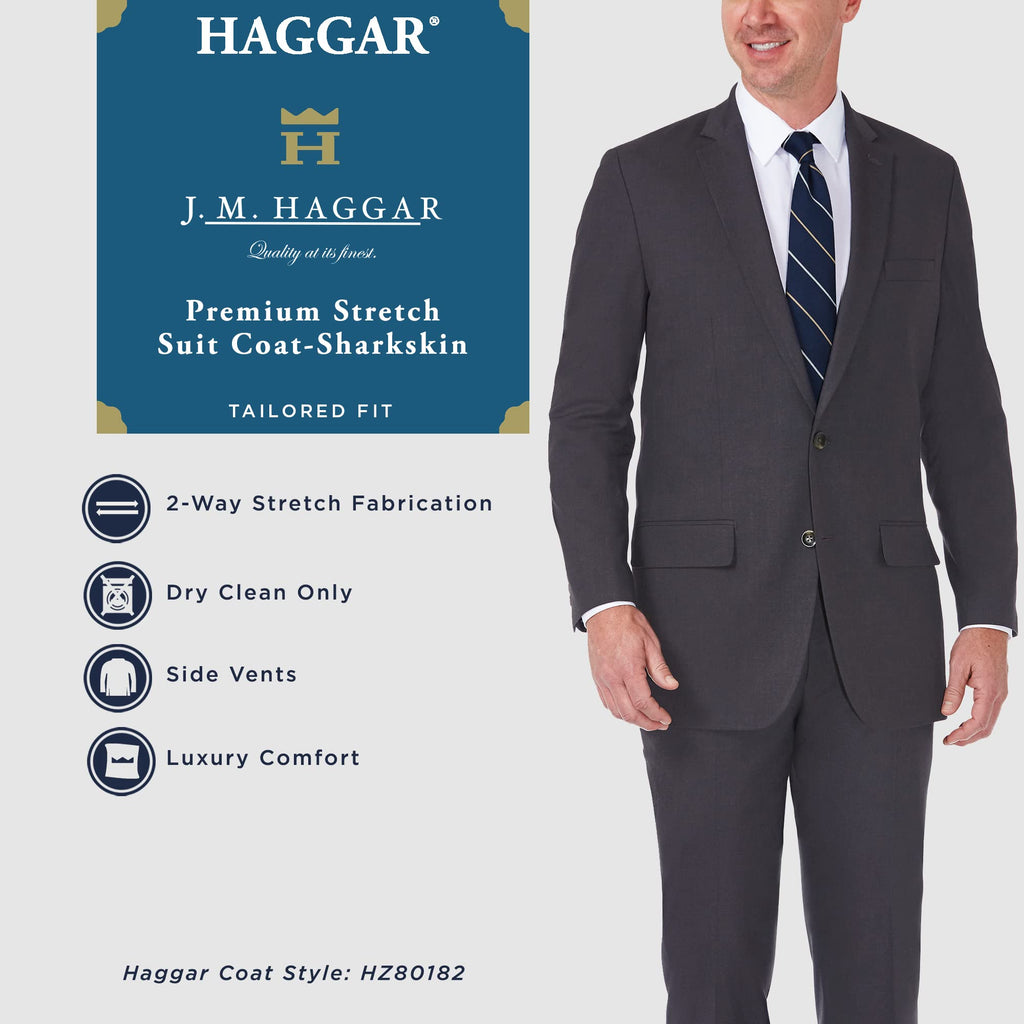 J.M. Haggar Men's Premium Stria Tailored Fit Suit Separate Coat, Black 48R