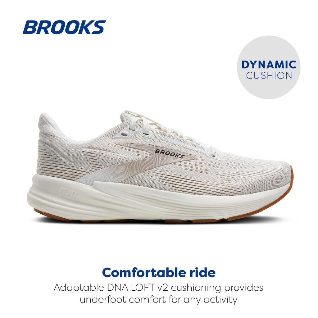 Brooks Women’s Revel 8 Neutral Running & Walking Shoe - White/Chateau Grey - 7 Medium