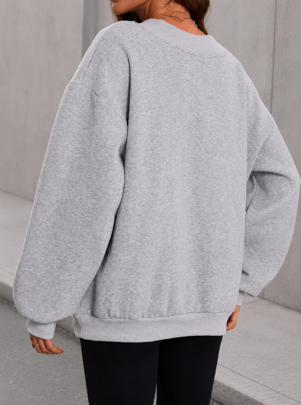 Women V Neck Oversized Sweatshirts Graphic Pullover Grey NOPE X-Large
