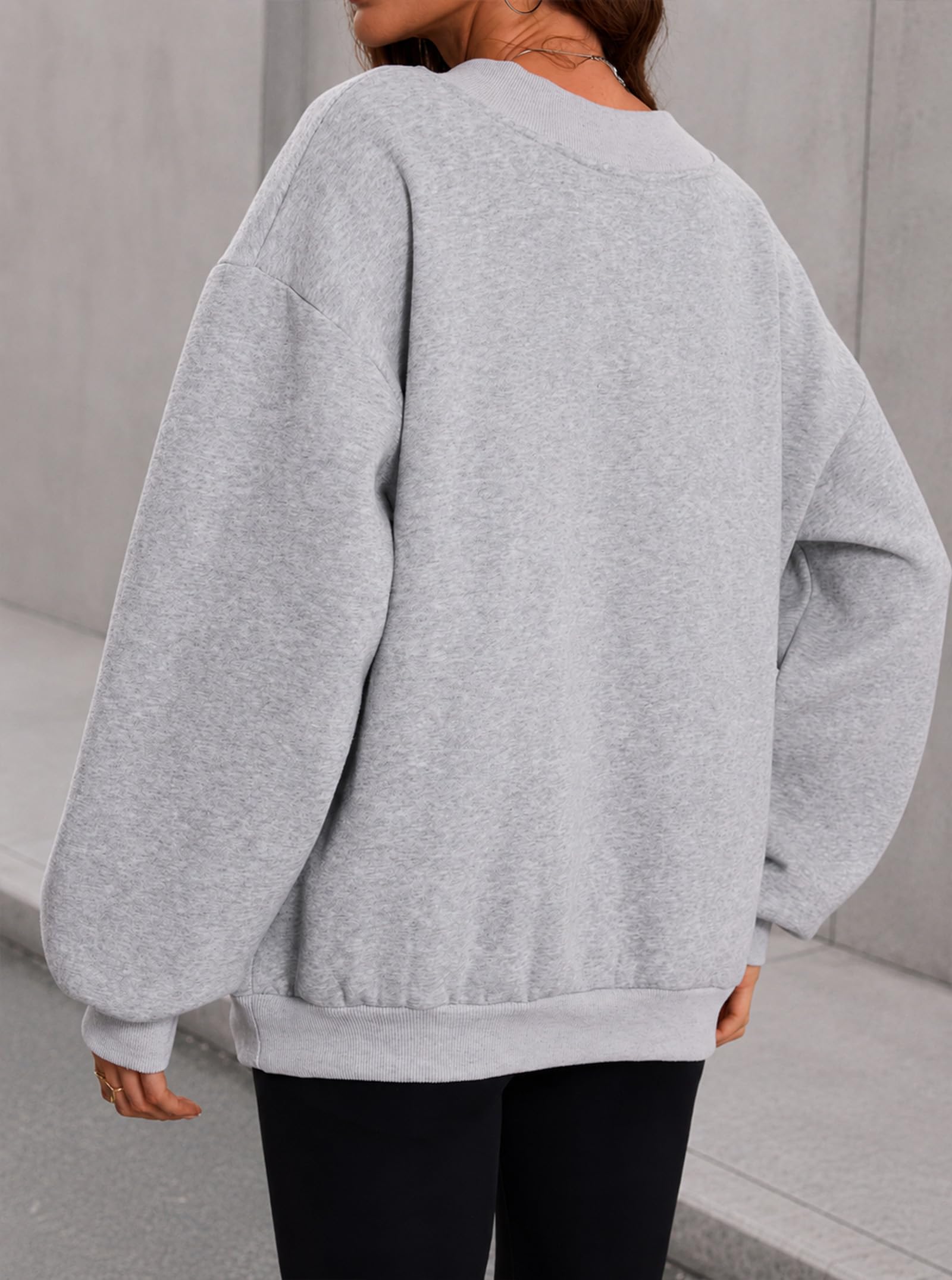 Women V Neck Oversized Sweatshirts Graphic Pullover Grey NOPE X-Large