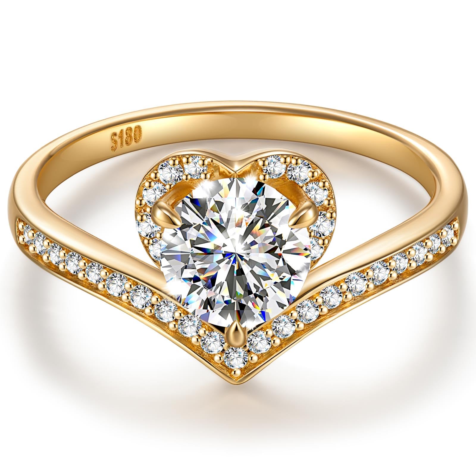 Kate Lynn Gold Rings for Women, 1CT D Color VS Clarity Lab Grown Diamond Rings, Engagement Promise Wedding Anniversary Ring