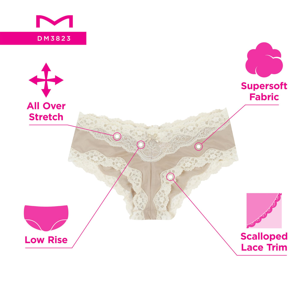 Maidenform Women's Underwear Hipster Pack, 3-Pack, Low-Rise Cheeky Underwear Women Pack, Lace Hipster Panties for Women