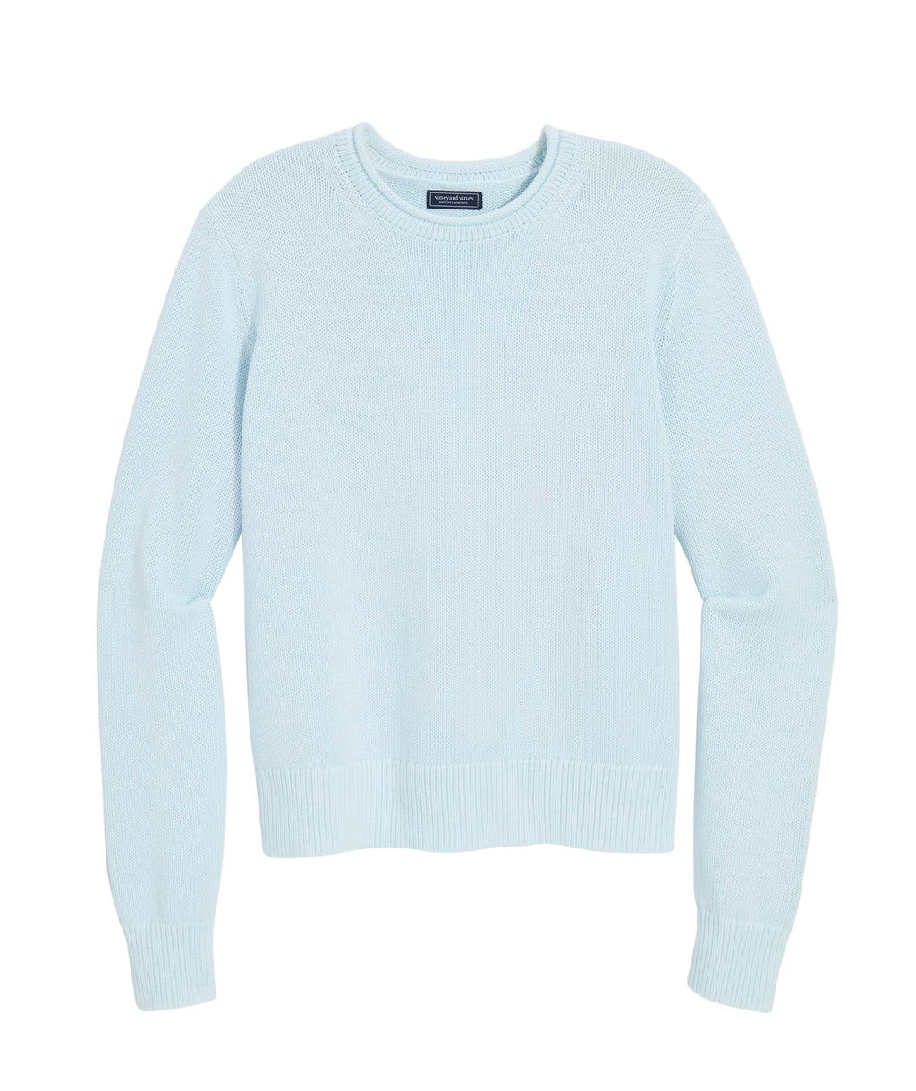 vineyard vines Katie Cotton Rollneck Solid Sweater, Rocks Blue, XL