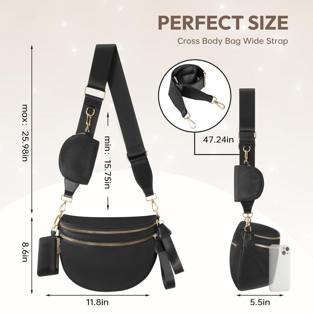 Cross Body Bag for Women Bum Bag Checkered Belt Bags Fanny Packs for Girls Travel Purse Fashion Waist Packs Crossbody Nylon Purse Trendy Shoulder Bags for Womens