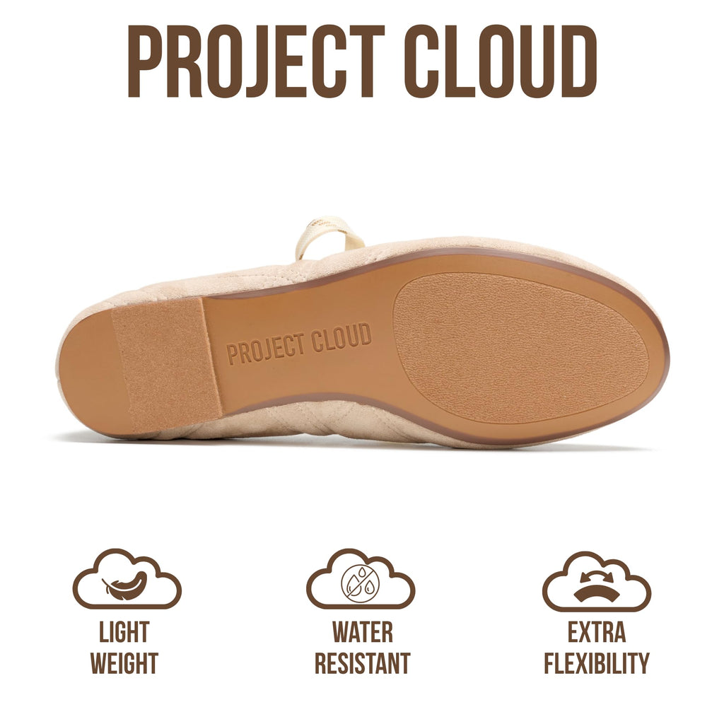 Project Cloud Fashion Mary Jane Shoes Women - Womens Ballet Flats with Memory Foam Insole - Lightweight & Non-Slip Ballet Flats Shoes for Women 2026 (Emilee, SAND,11M)