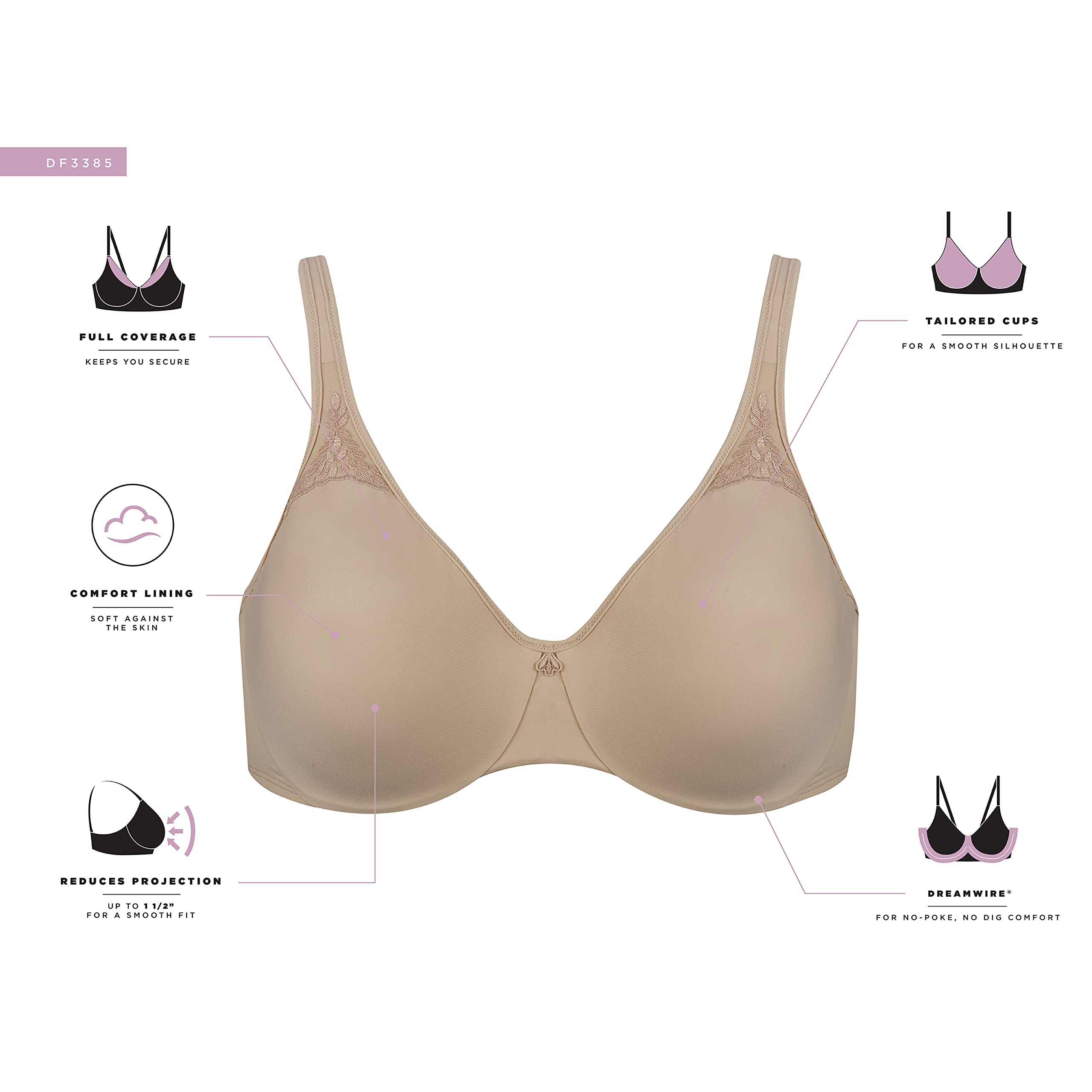 Bali womens Passion For Comfort Minimizer Underwire Bra, Black, 42DDD