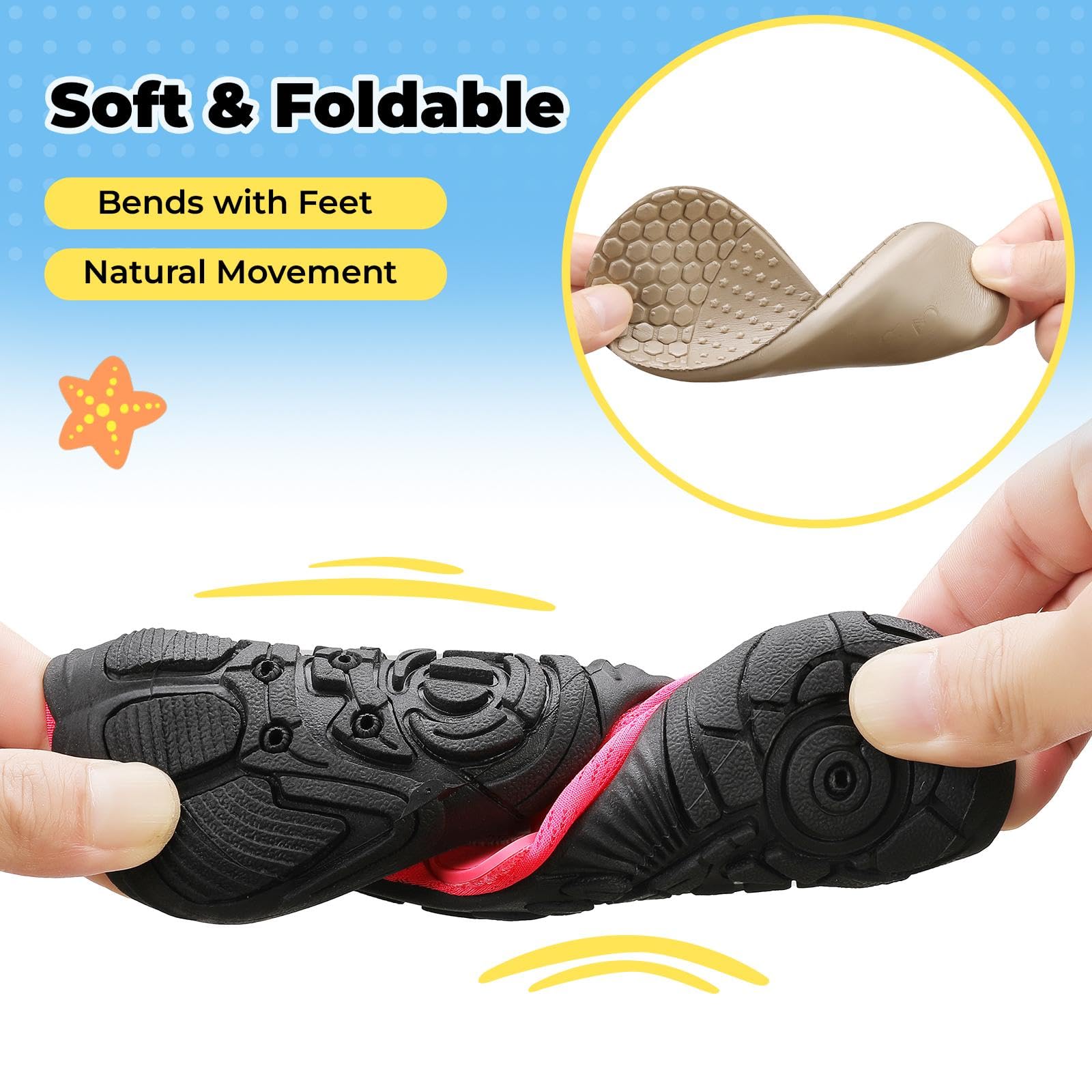 Mishansha Kids Water Shoes Quick-Dry Wide Toe Box Non-Slip Barefoot Shoes Beach Pool Swim Shoes Hot Pink 13 Little Kid
