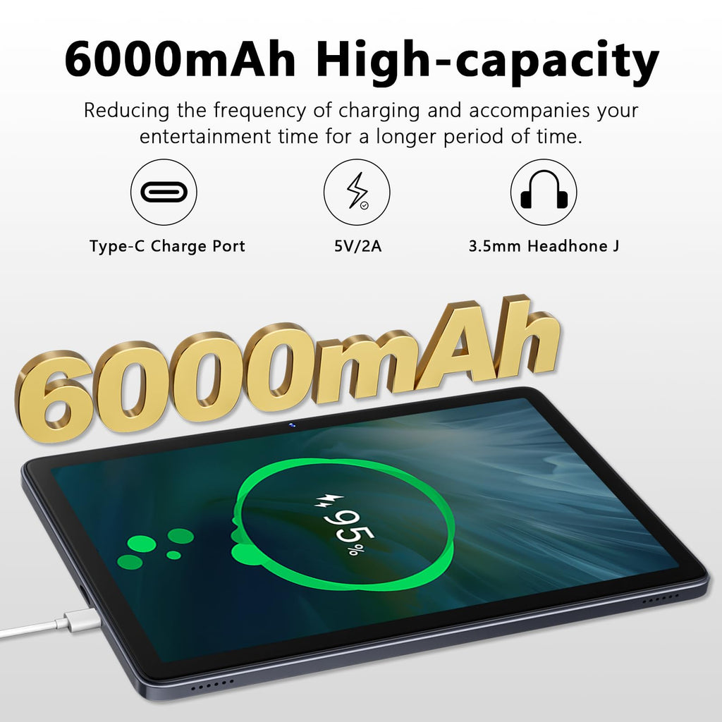 Raemond 10 Inch Tablet Android 15 with Keyboard, 24GB RAM + 128GB ROM (1TB Expand), T615 Octa-Core, 1280x800 IPS HD Display, 5MP+8MP Dual Camera, 6000mAh, Mouse, Widevine L1, GPS