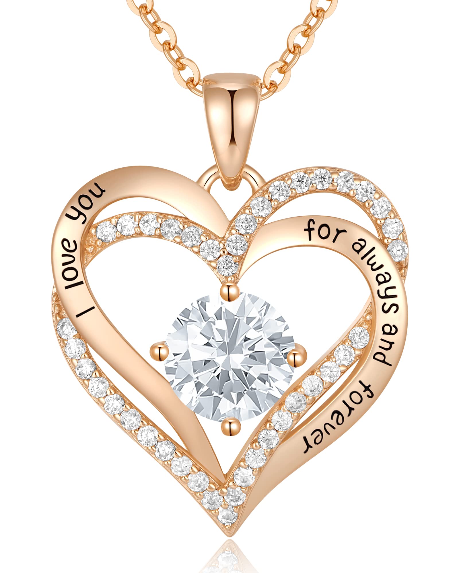 CDE Valentine's Day Gift Forever Love Heart Necklaces for Women, Wedding Anniversary, Birthday Mothers Day Christmas Day Gifts for Mom, Mother, Wife, friend, S925 Silver Jewelry with Birthstone Pendant