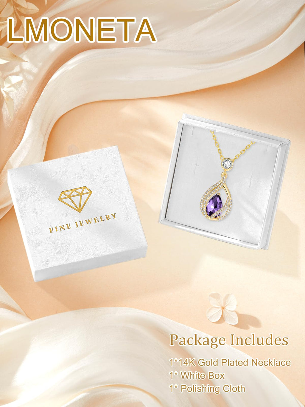 Lmoneta Birthstone Necklace for Women February Birthday Gift for Her Amethyst Birth Stone Necklace for Womens Necklaces