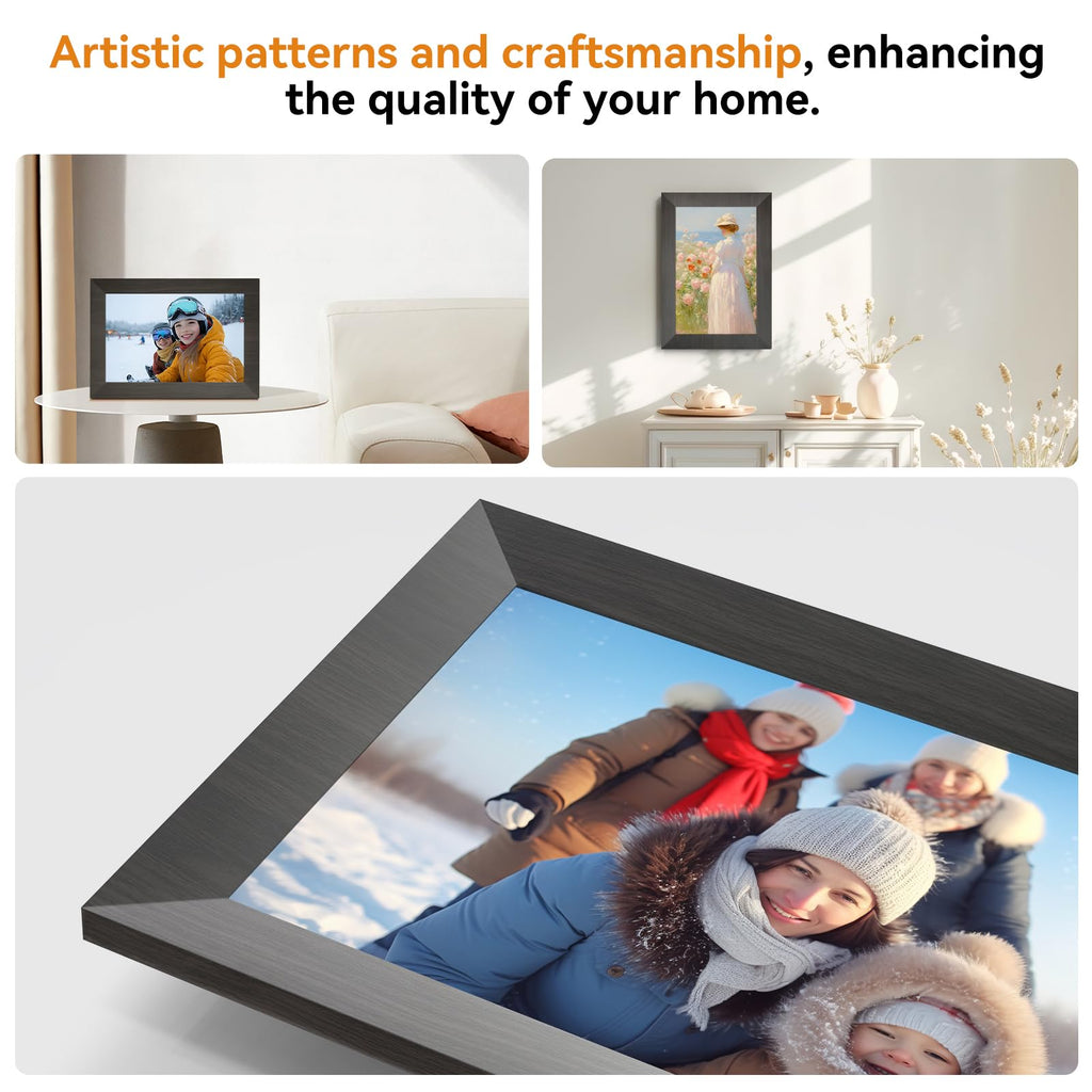 BWJBSW 10.1 Inch Smart Digital Picture Frame with Wi-Fi 6, 32GB Storage, IPS Touch Screen, Auto-Rotation, Music Sync, Weather & Clock - Ideal Gift for Families