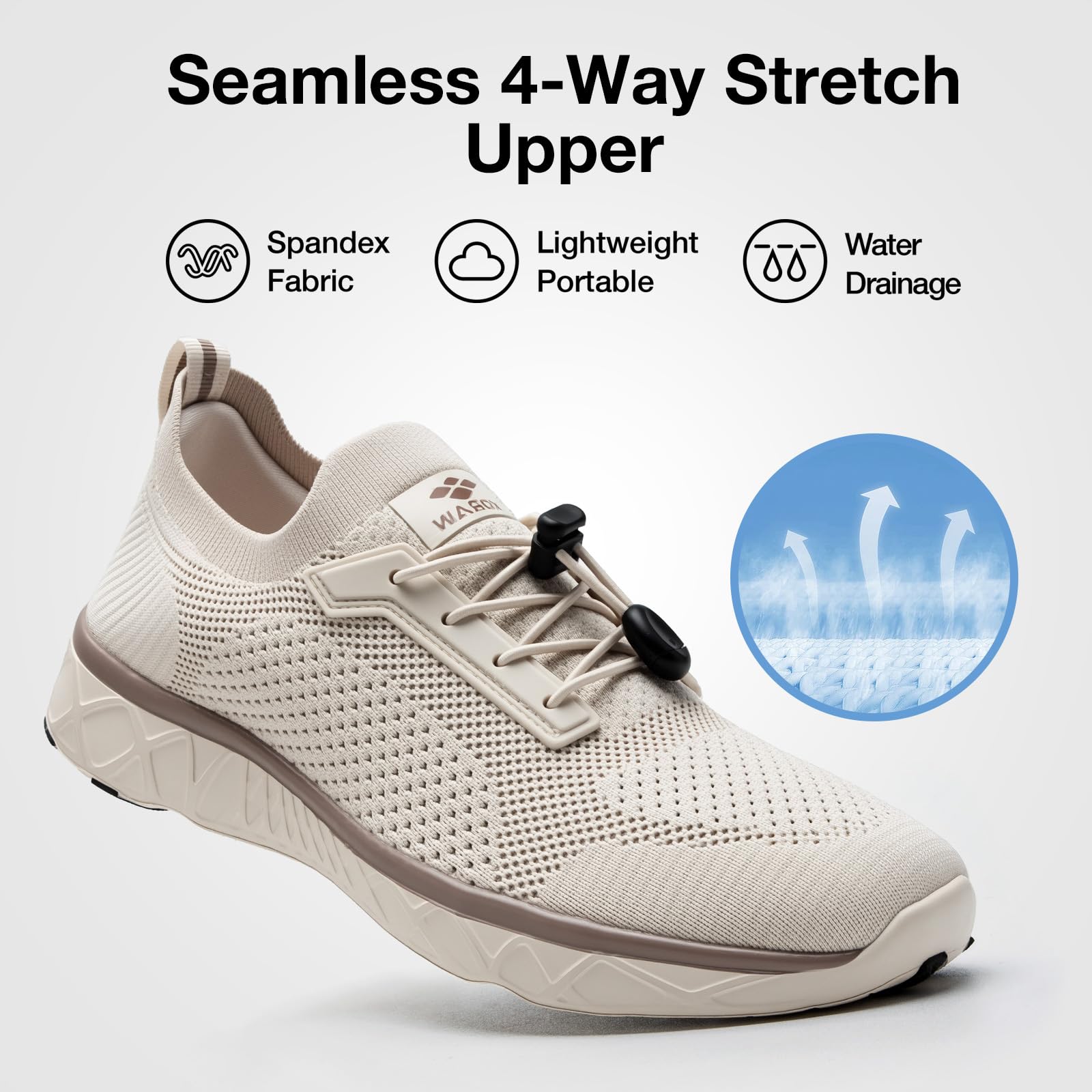 AQUA STEPS Water Shoes for Men, Qucik-Dry Swim Shoes, Barefoot Shoes Men for Beach, Pool Oatmeal US 10
