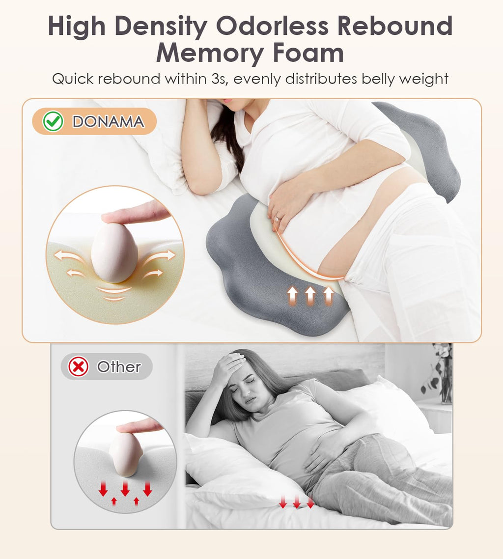 Pregnancy Pillows for Sleeping, Memory Foam Maternity Pillow Support for Back Belly HIPS, Adjustable Travel Wedge Pillow for Pregnant Women, Side Spleeping Pregnant Pillows with Velvet Cover
