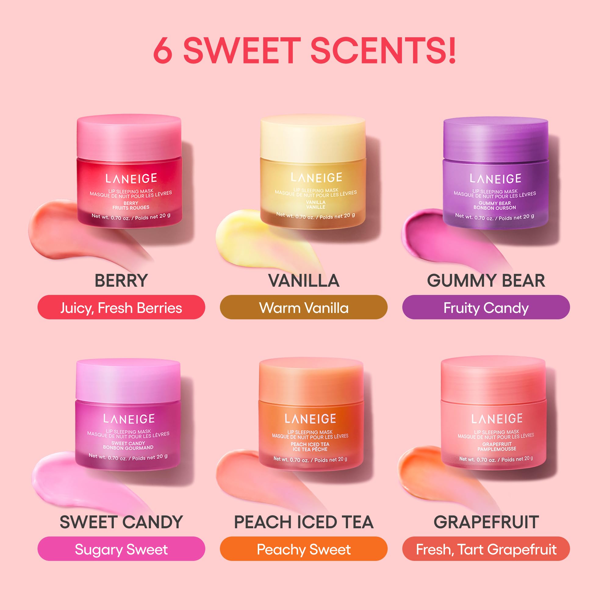 LANEIGE Lip Sleeping Mask: Hydrating & Nourishing Korean Overnight Lip Treatment Mask with Shea Butter, Vitamin C & Murumuru, Antioxidants For Flaky, Dry Lips | Korean Skin Care, Lemon Sorbet