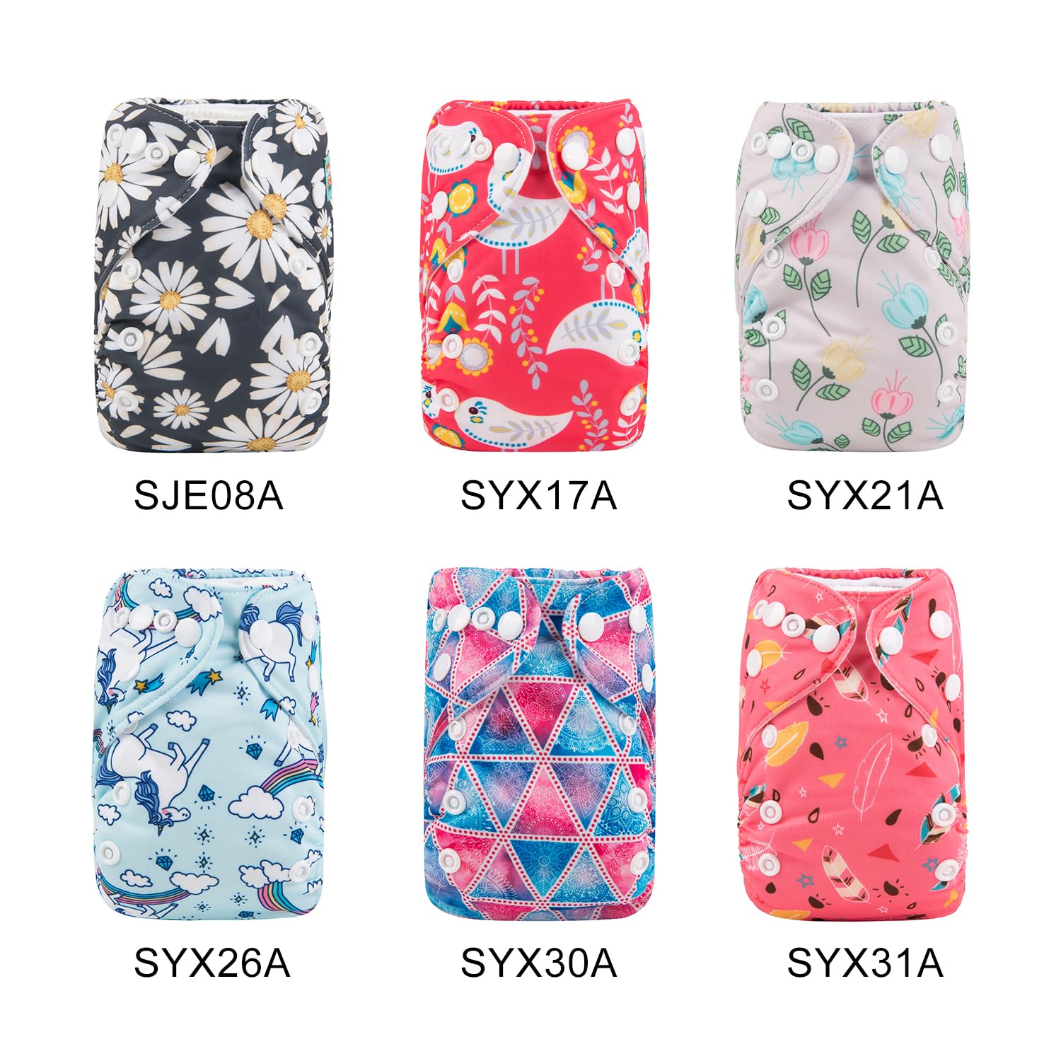 ALVABABY 6pcs with 12 Inserts Baby Cloth Diapers Pocket Newborn Diaper for Less Than 12pounds Baby Snaps Cloth Diapers Nappy