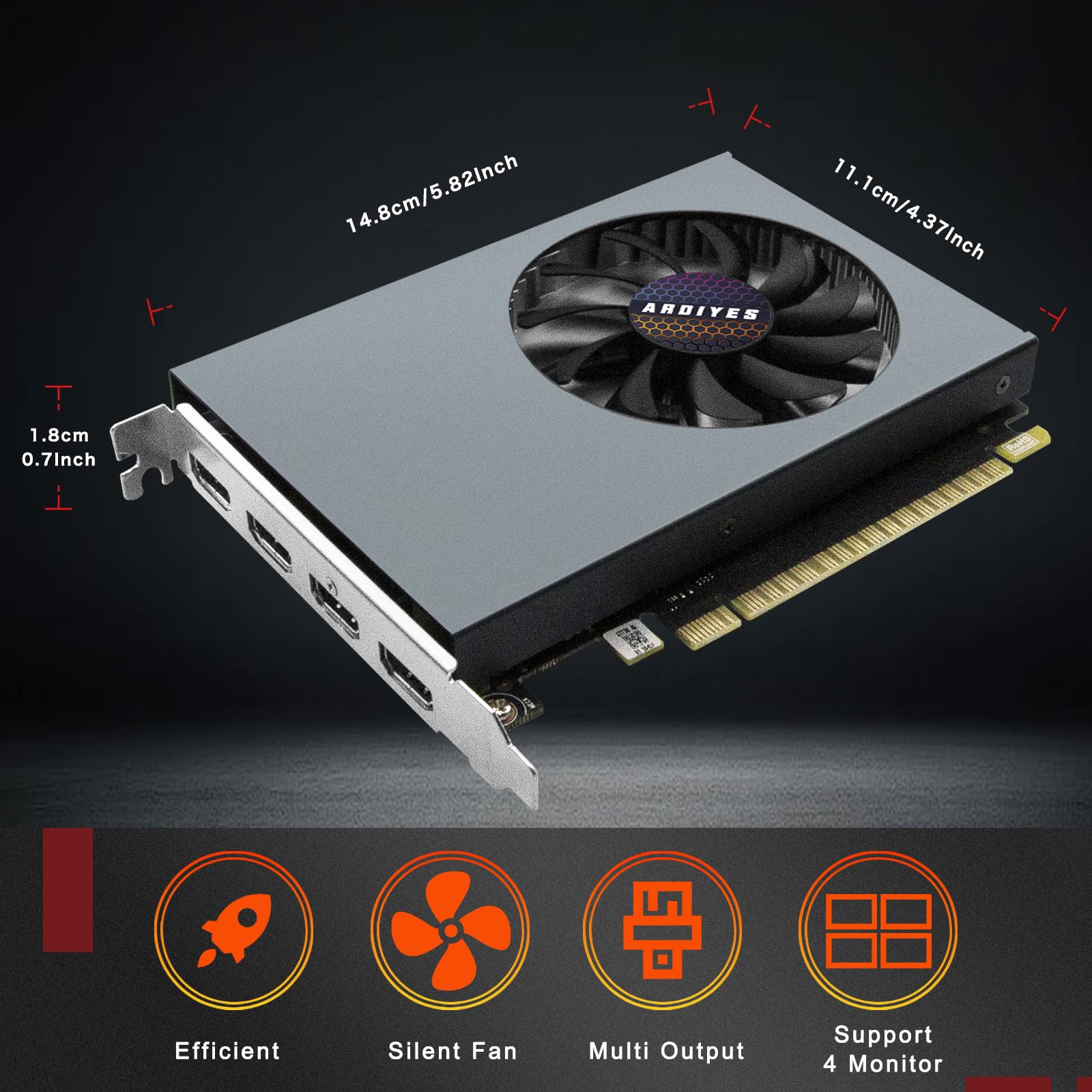 ARDIYES GT 730 4GB GDDR3 GPU 4X HDMI Graphics Card, 4 Independent Display Multi-Monitor Setup, 64-bit DDR3 Video Card for Computer PC ITX Single Slot PCI Express