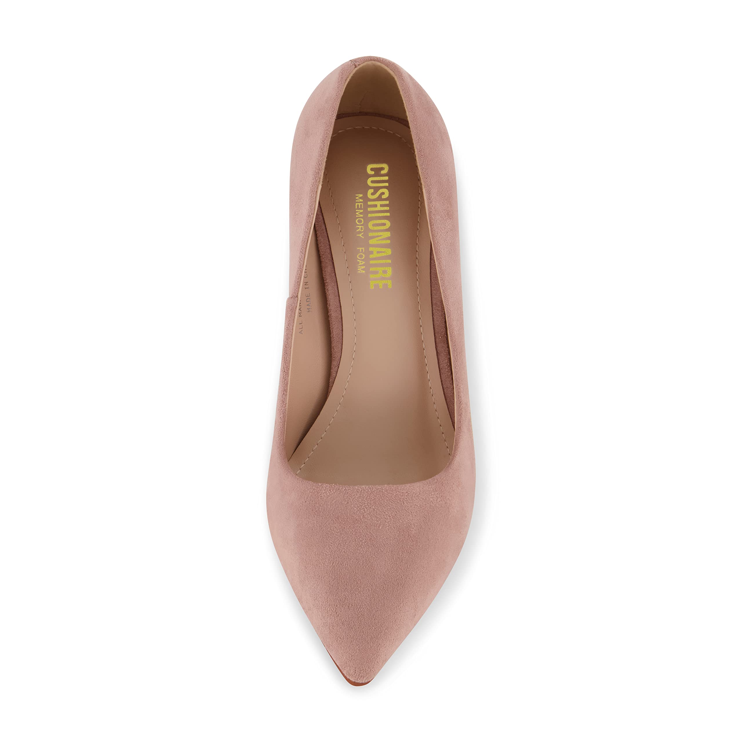 CUSHIONAIRE Lola Dress Pump Heels for Women, Classic Pointed Toe High Heels with Soft Memory Foam and Durable Outsole, Blush 9