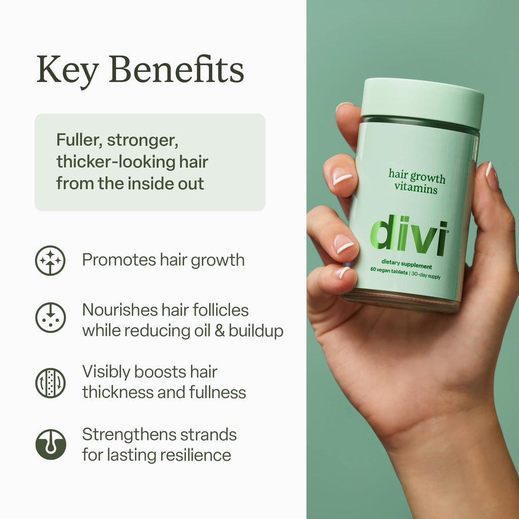 Divi Daily Growth System – Includes Scalp Serum (30ml) & Hair Vitamins (60 Count) – Targets Shedding, Supports Growth & Nourishes Follicles for Fuller, Thicker, Healthy-Looking, 2 Piece Set