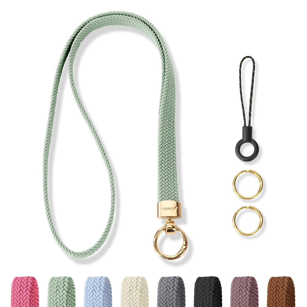 WEESMILE Stretchy Cute Lanyards for ID Badges, Thin Teacher Lanyard for Key, Long Neck Keychain ID Badge Lanyards for Women/Men (Sage Green)
